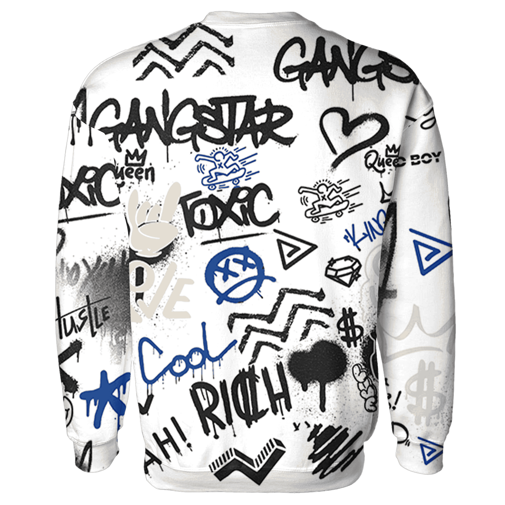 Quaiii 54 3s Sweatshirt Match Graffiti King 3D All-Over Print Doodle Style - NastyJamz