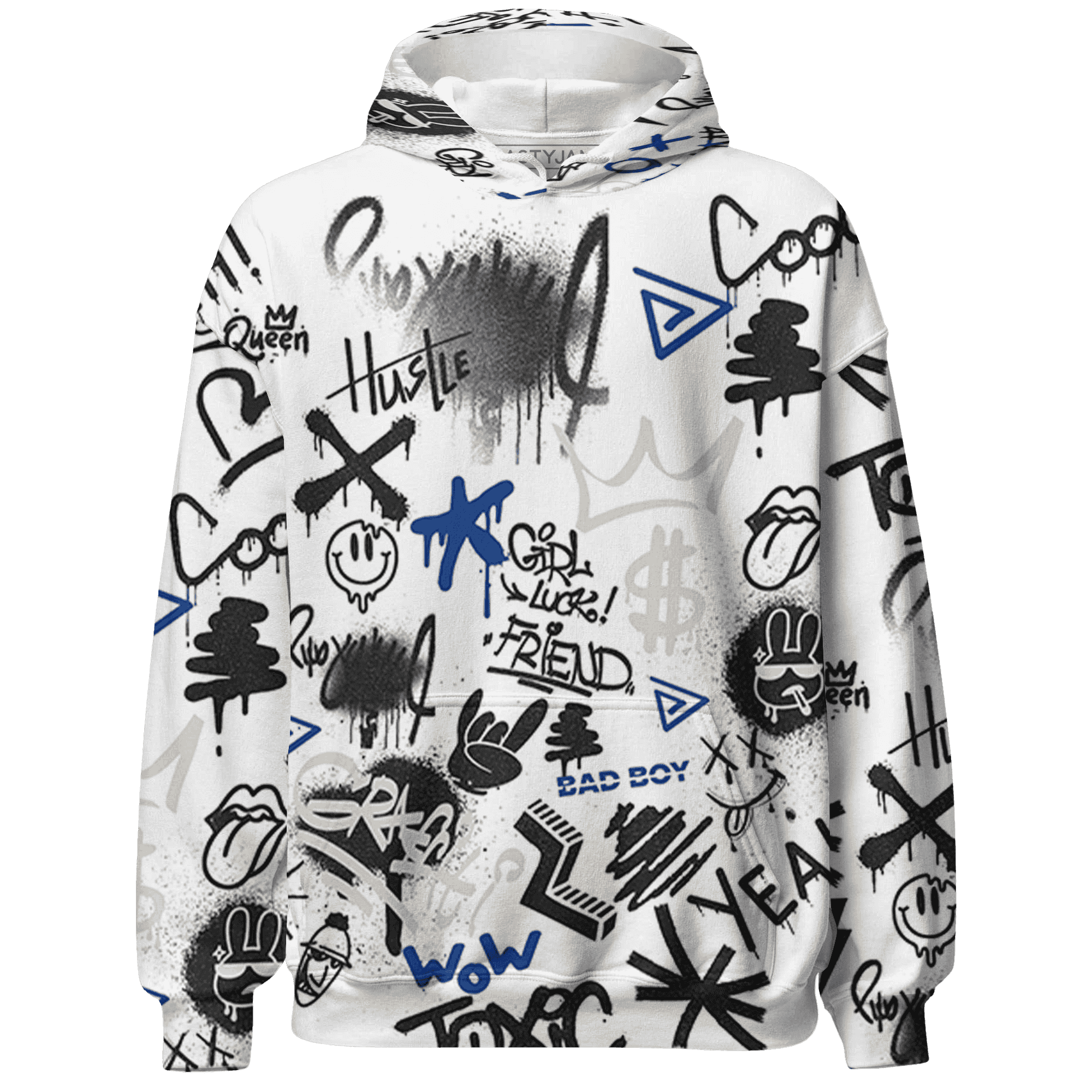 Quaiii 54 3s Hoodie Match Graffiti King 3D All-Over Print Doodle Style - NastyJamz