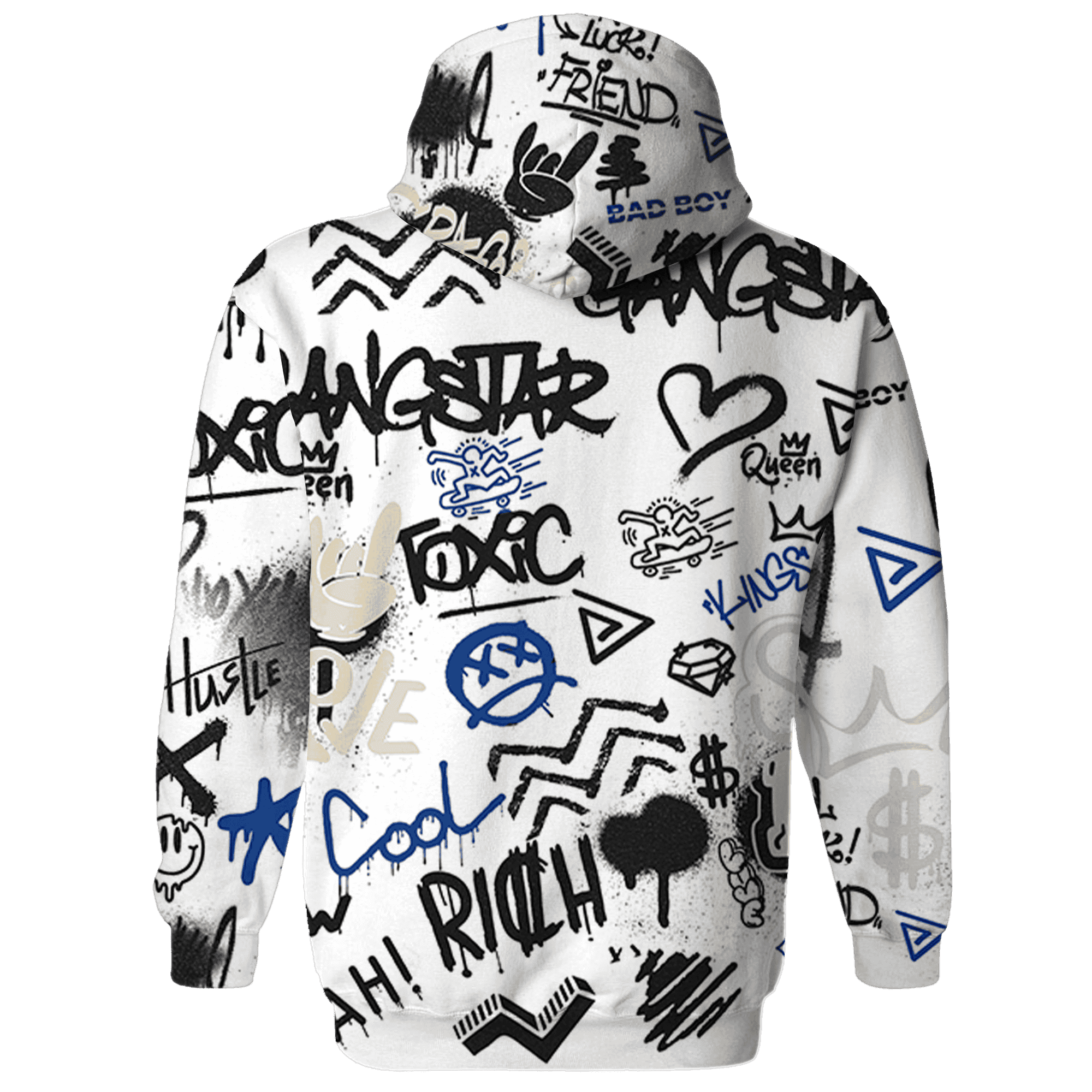 Quaiii 54 3s Hoodie Match Graffiti King 3D All-Over Print Doodle Style - NastyJamz