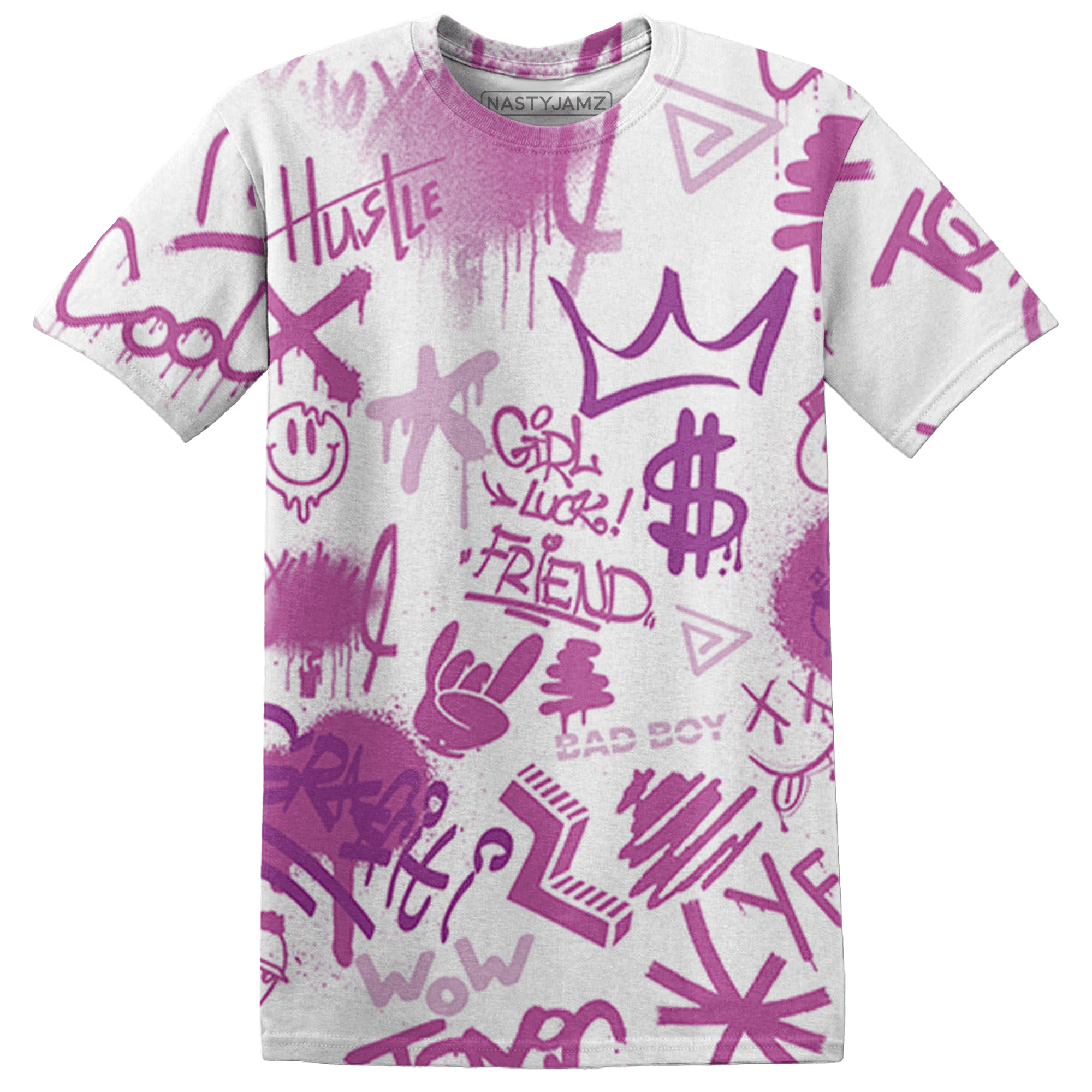 GS Hyper Violet 4s T Shirt Match Graffiti King 3D All-Over Print Doodle Style - NastyJamz
