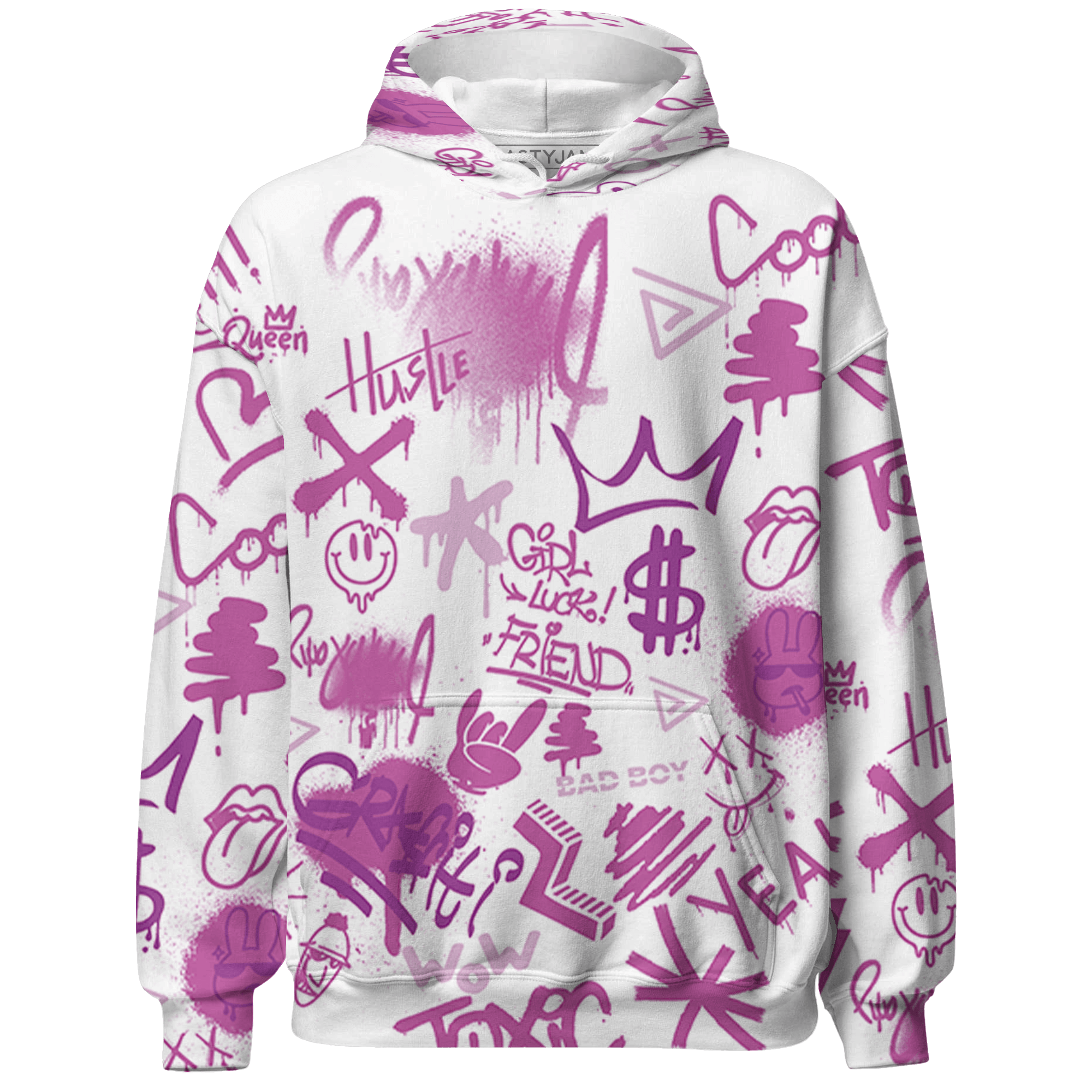 GS Hyper Violet 4s Hoodie Match Graffiti King 3D All-Over Print Doodle Style - NastyJamz
