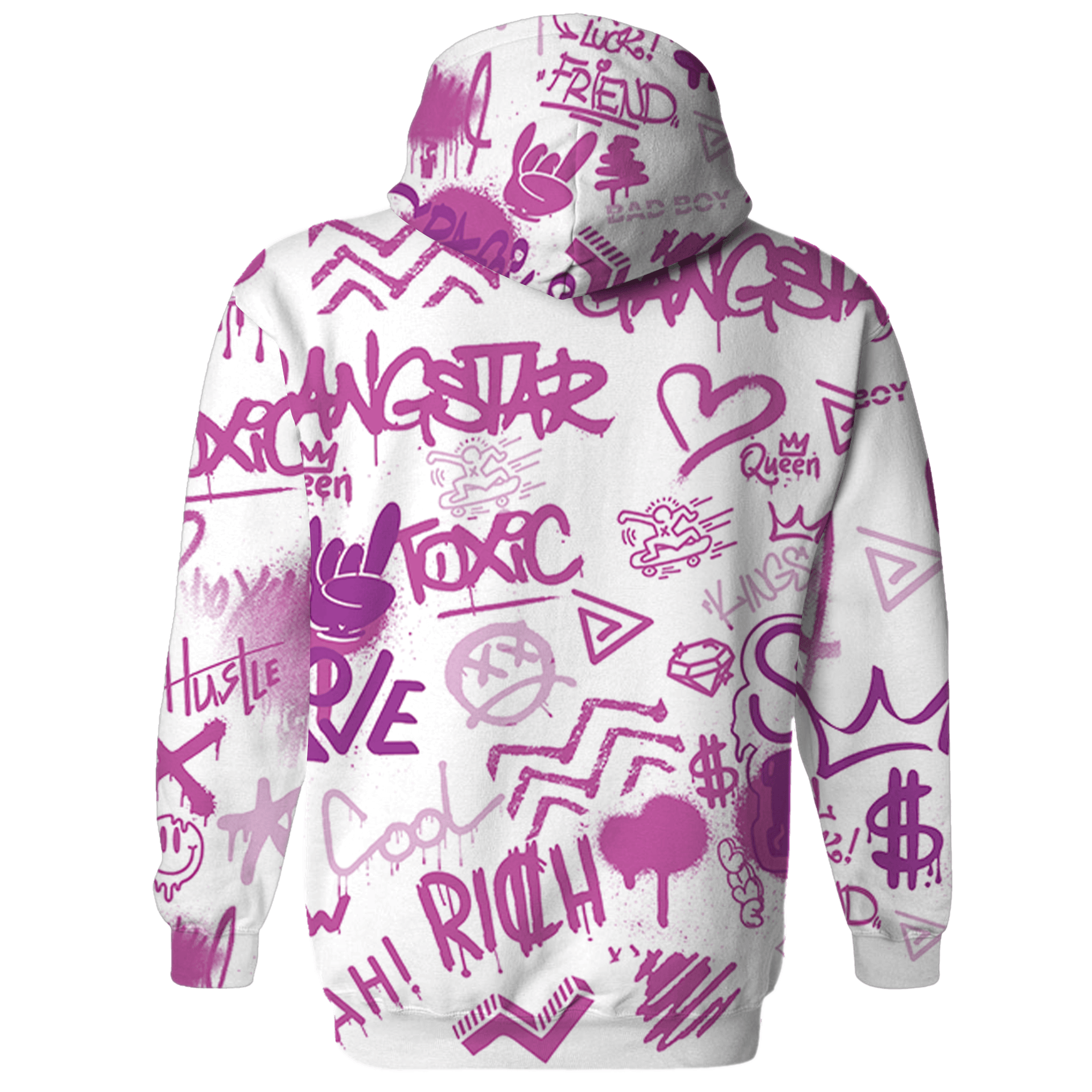 GS Hyper Violet 4s Hoodie Match Graffiti King 3D All-Over Print Doodle Style - NastyJamz