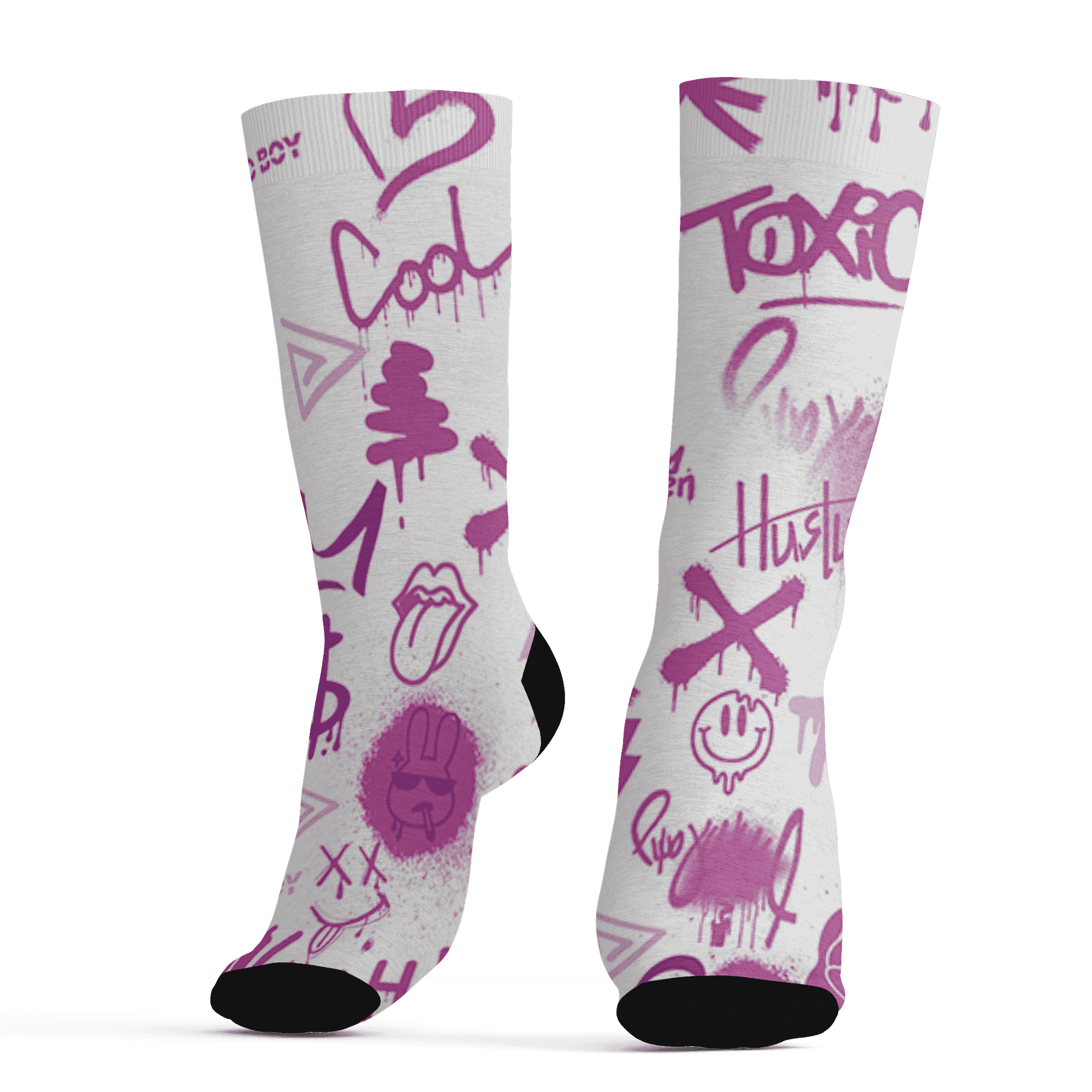 GS Hyper Violet 4s Socks Match Graffiti King 3D All-Over Print Doodle Style - NastyJamz