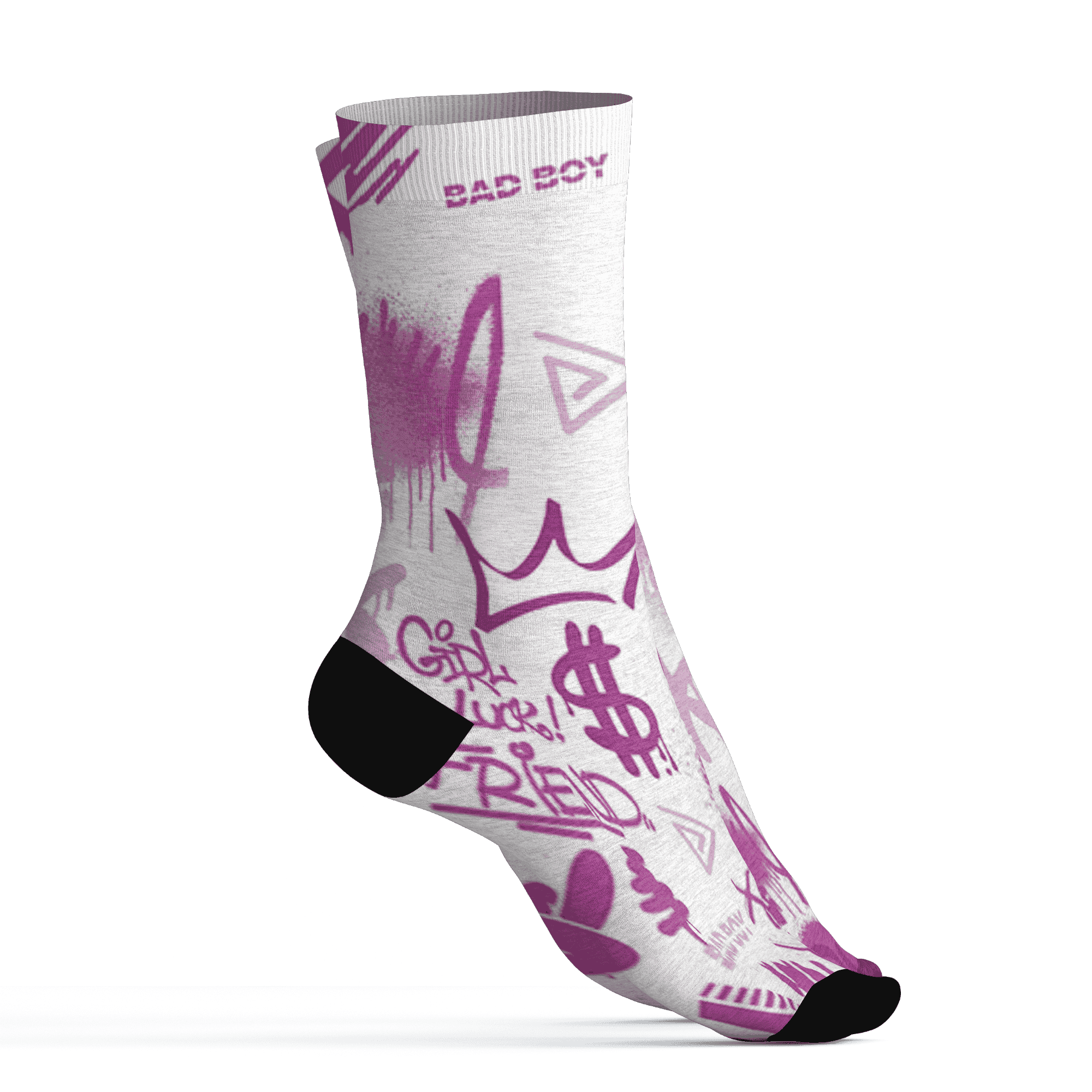 GS Hyper Violet 4s Socks Match Graffiti King 3D All-Over Print Doodle Style - NastyJamz