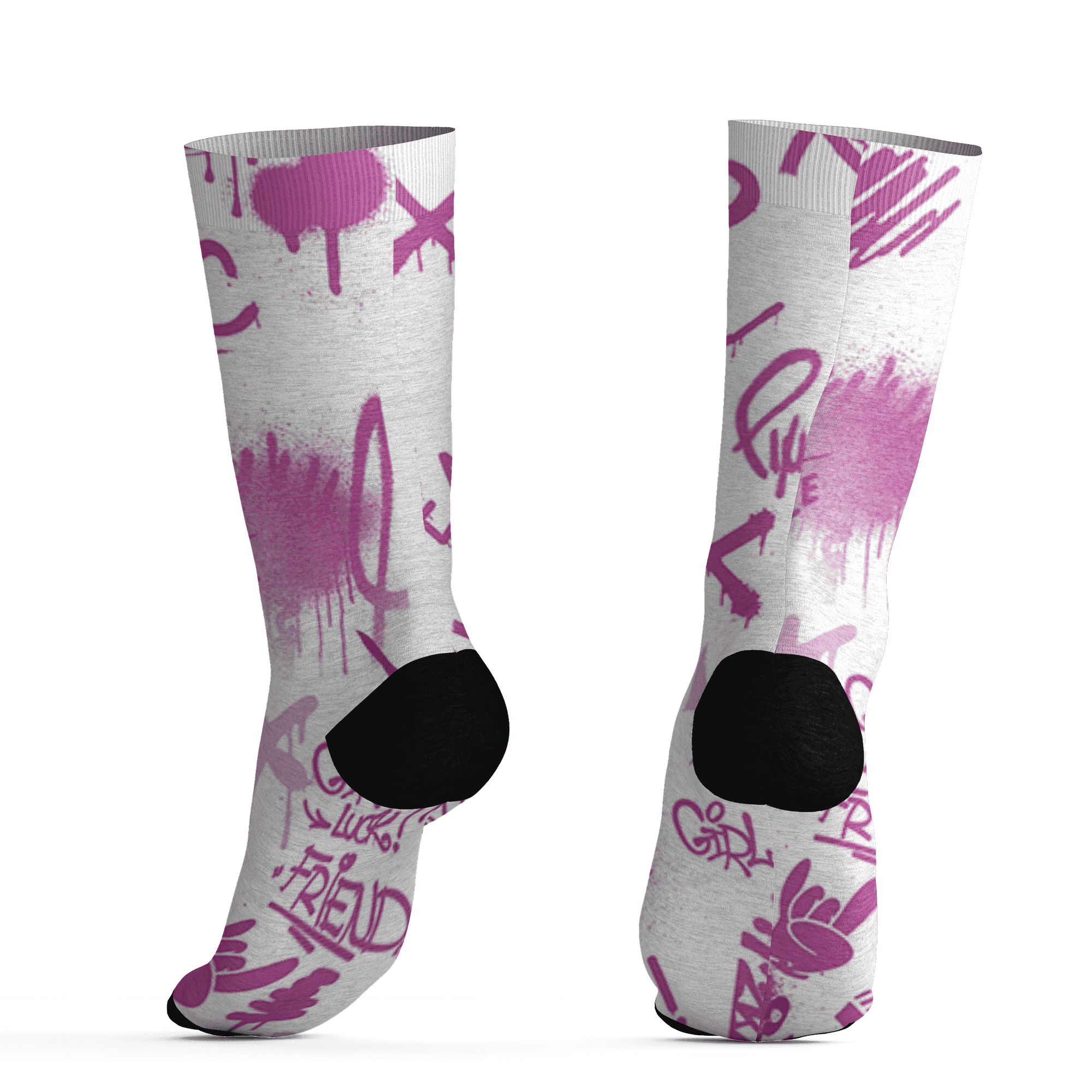 GS Hyper Violet 4s Socks Match Graffiti King 3D All-Over Print Doodle Style - NastyJamz