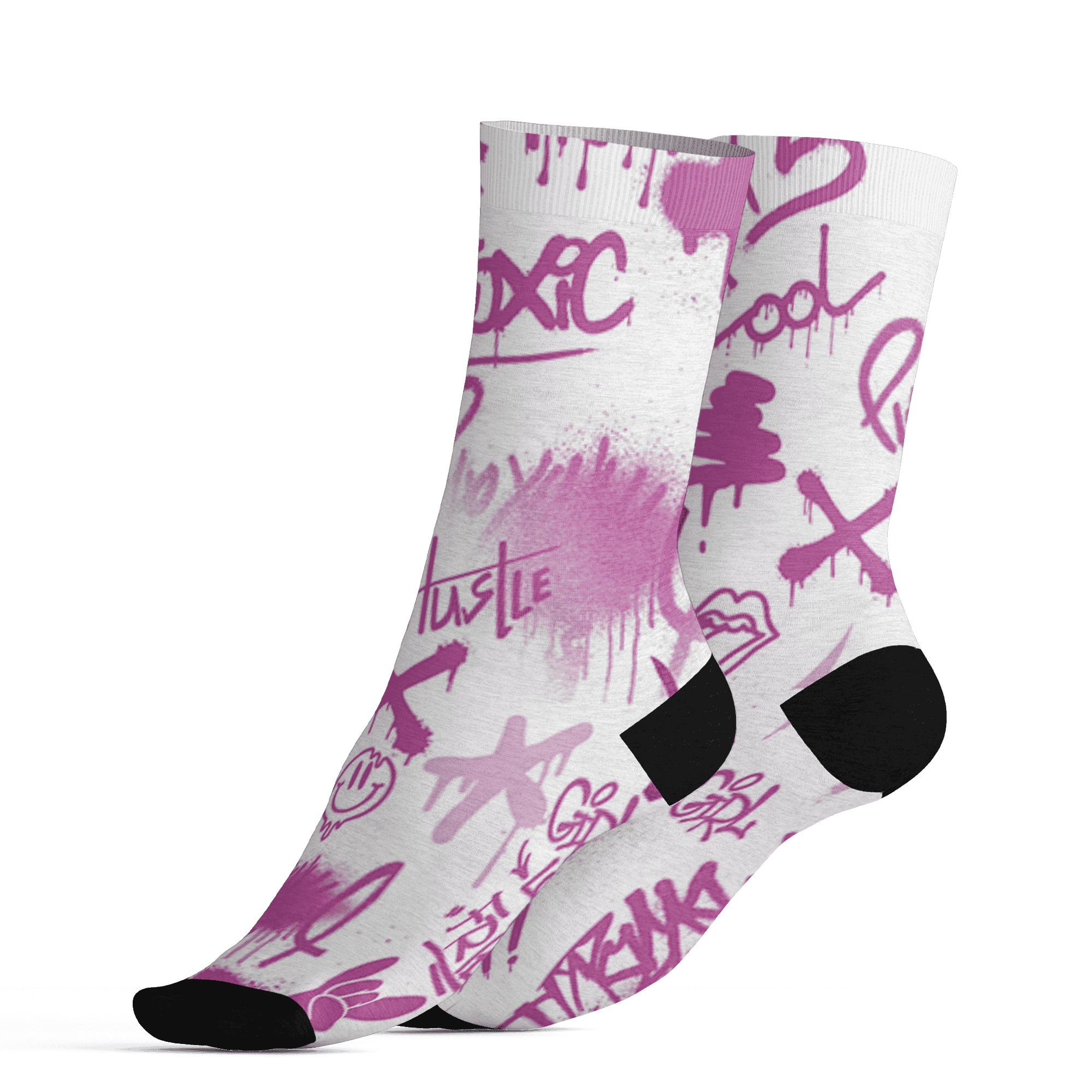 GS Hyper Violet 4s Socks Match Graffiti King 3D All-Over Print Doodle Style - NastyJamz