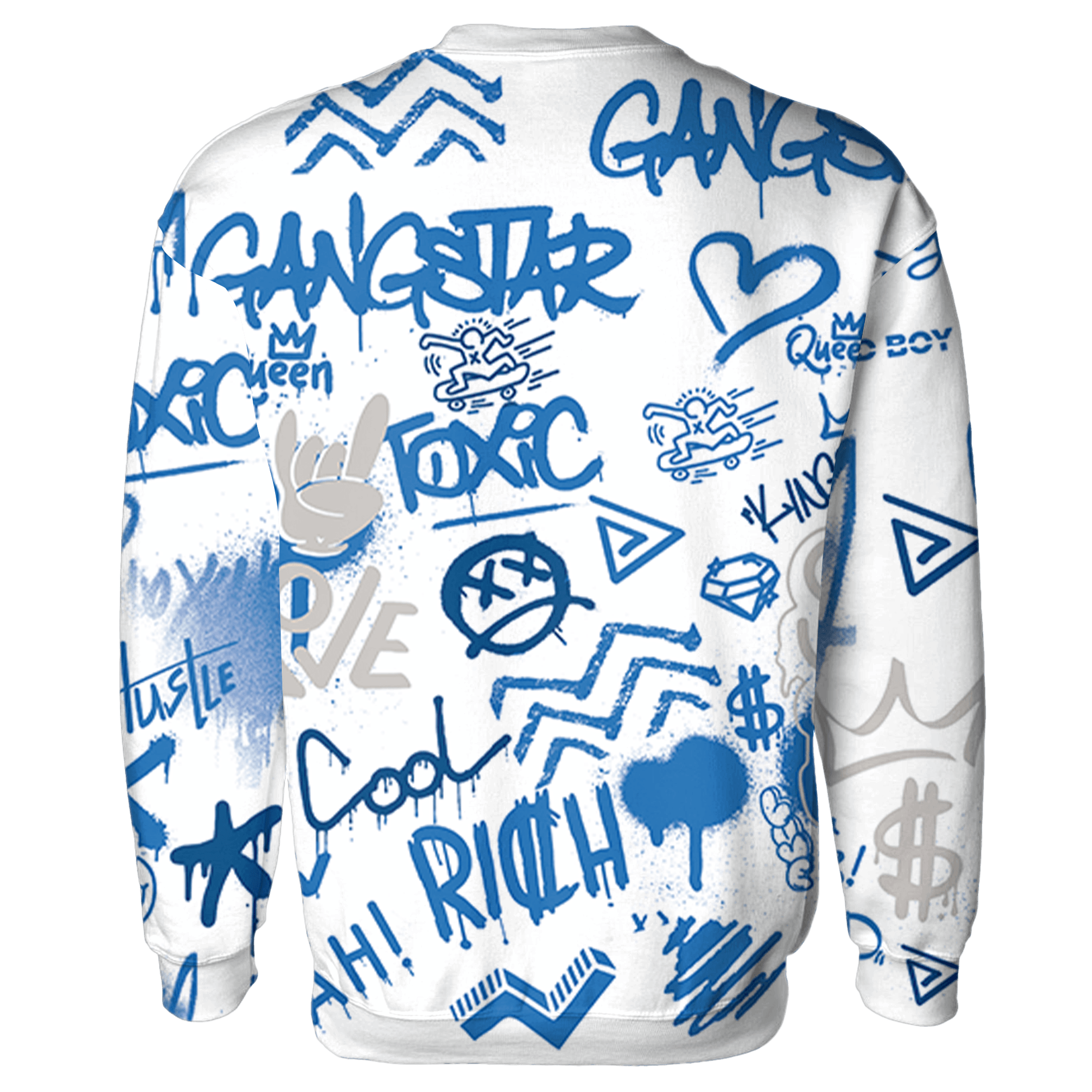 Industrial Blue 4s Hoodie Match Graffiti King 3D All-Over Print - NastyJamz