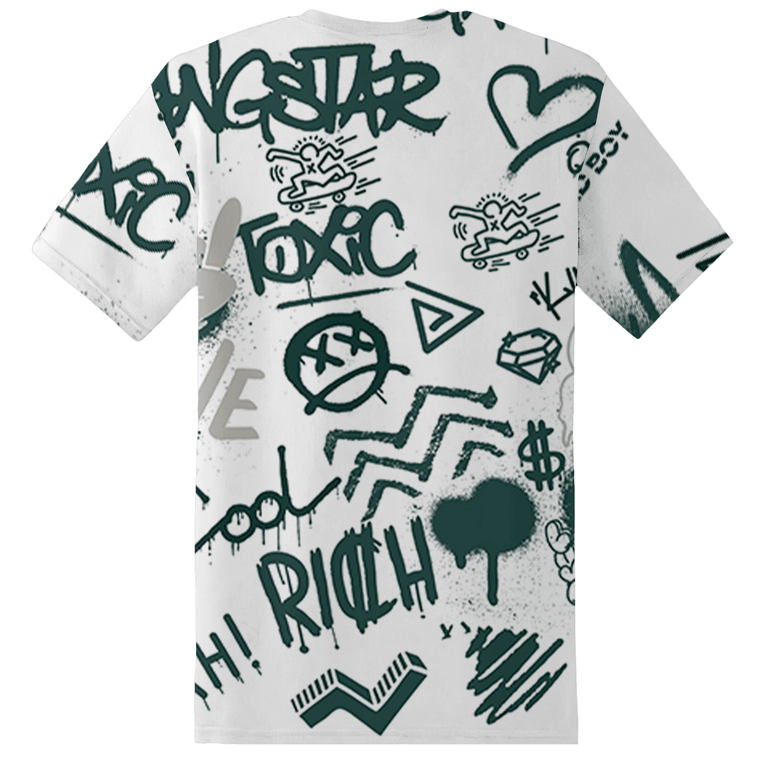 Oxidized Green 4s T Shirt Match Graffiti King 3D All-Over Print Doodle Style - NastyJamz