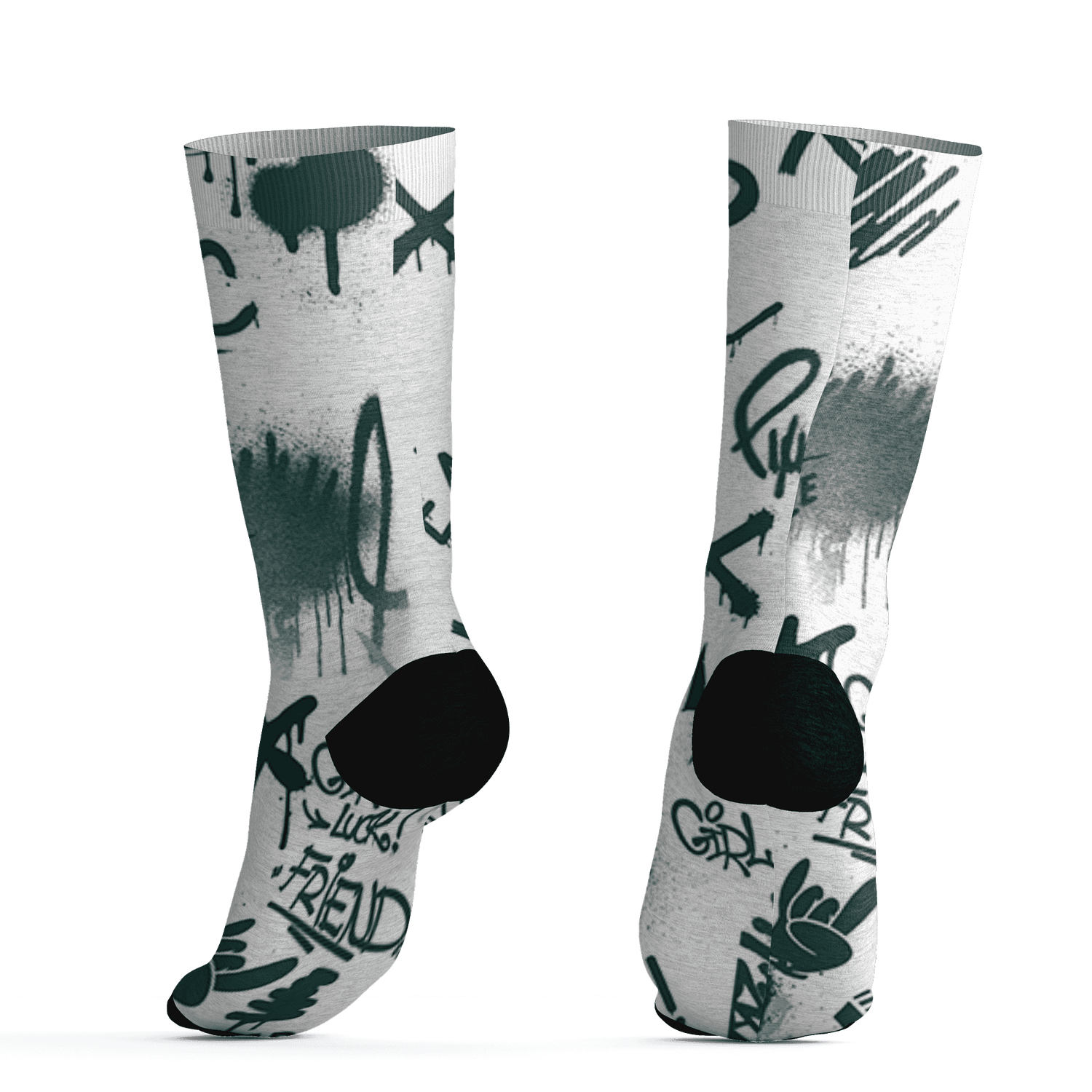 Oxidized Green 4s Socks Match Graffiti King 3D All-Over Print Doodle Style - NastyJamz