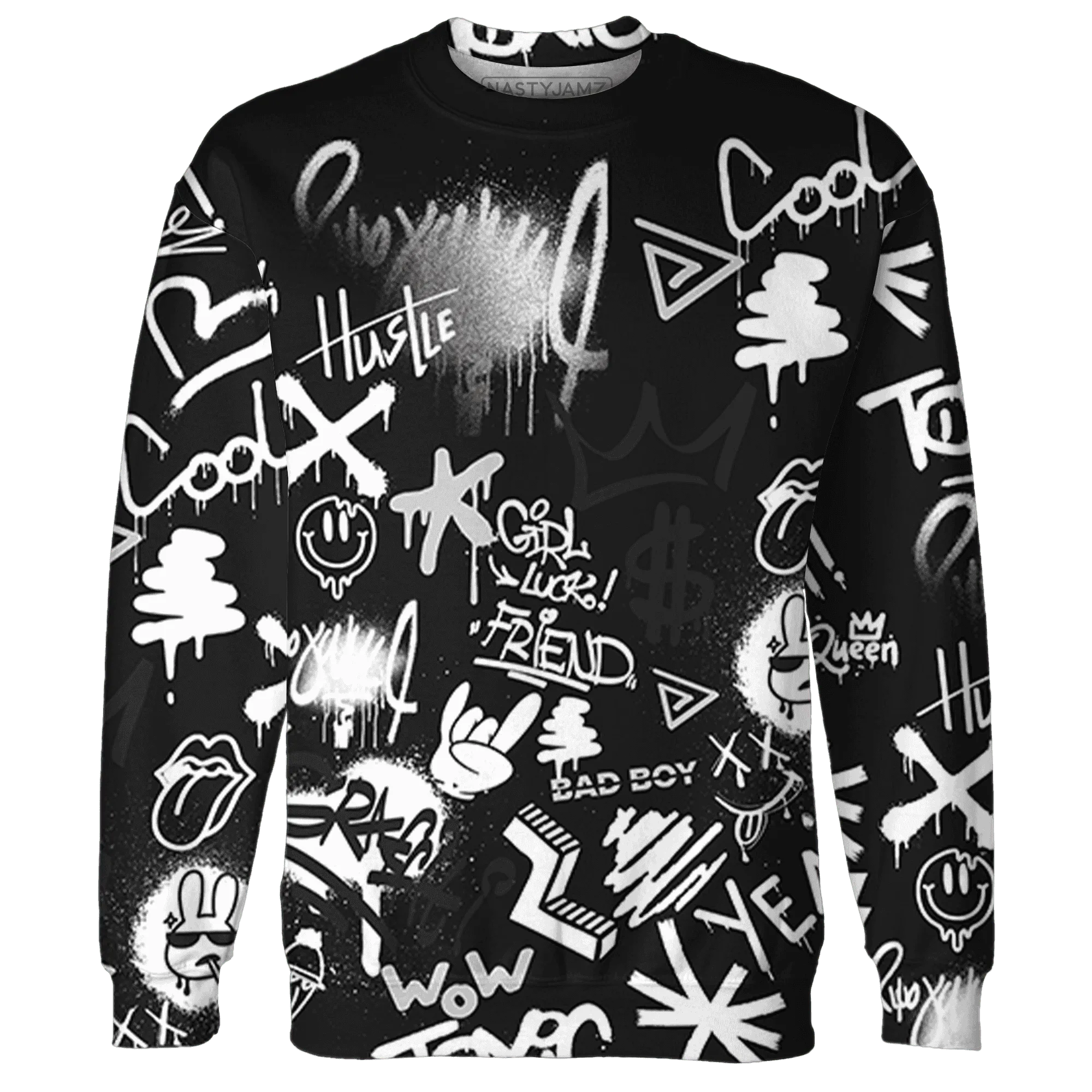 White-Thunder-4s-Sweatshirt-Match-Graffiti-King-3D-Doodle-Style