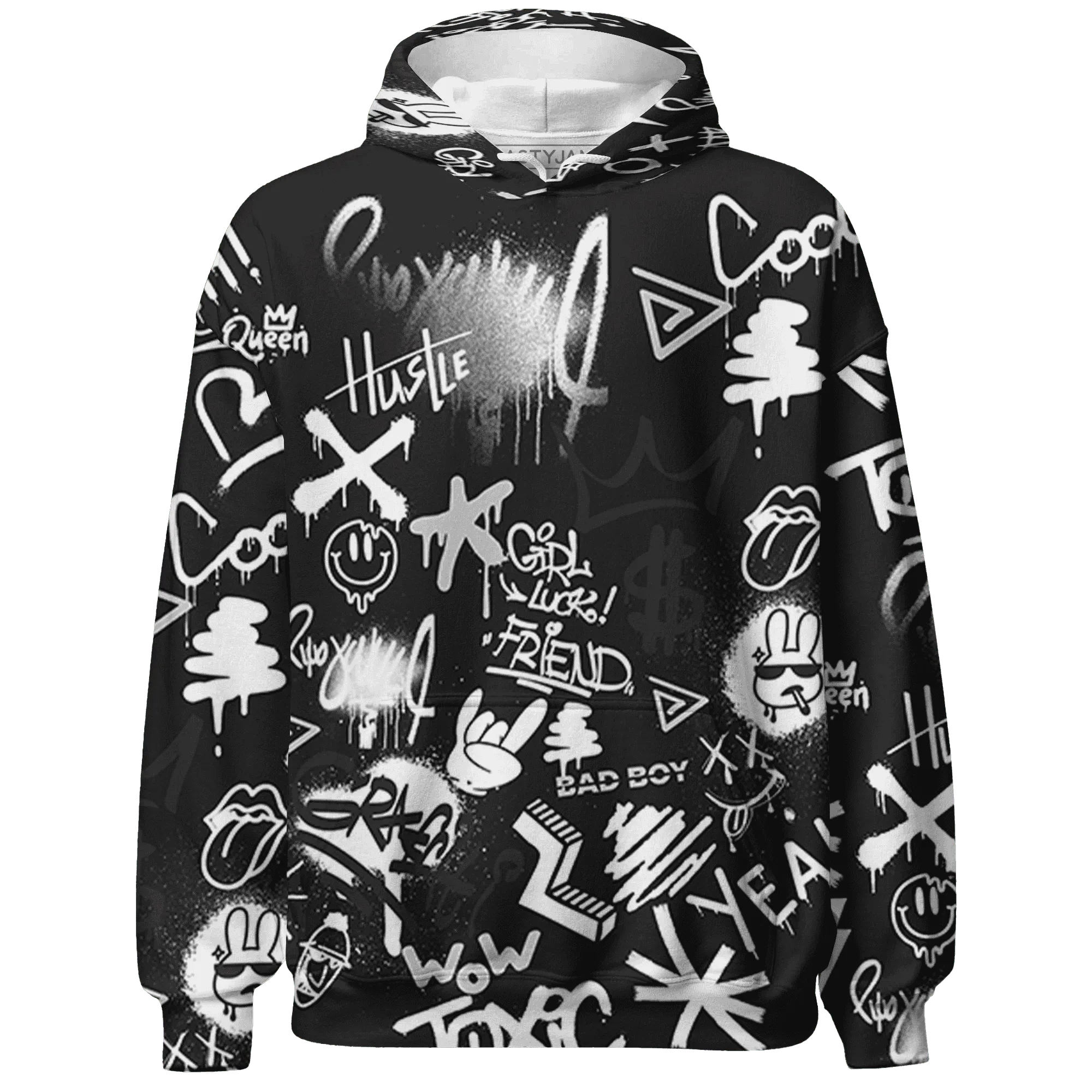 White-Thunder-4s-Hoodie-Match-Graffiti-King-3D-Doodle-Style