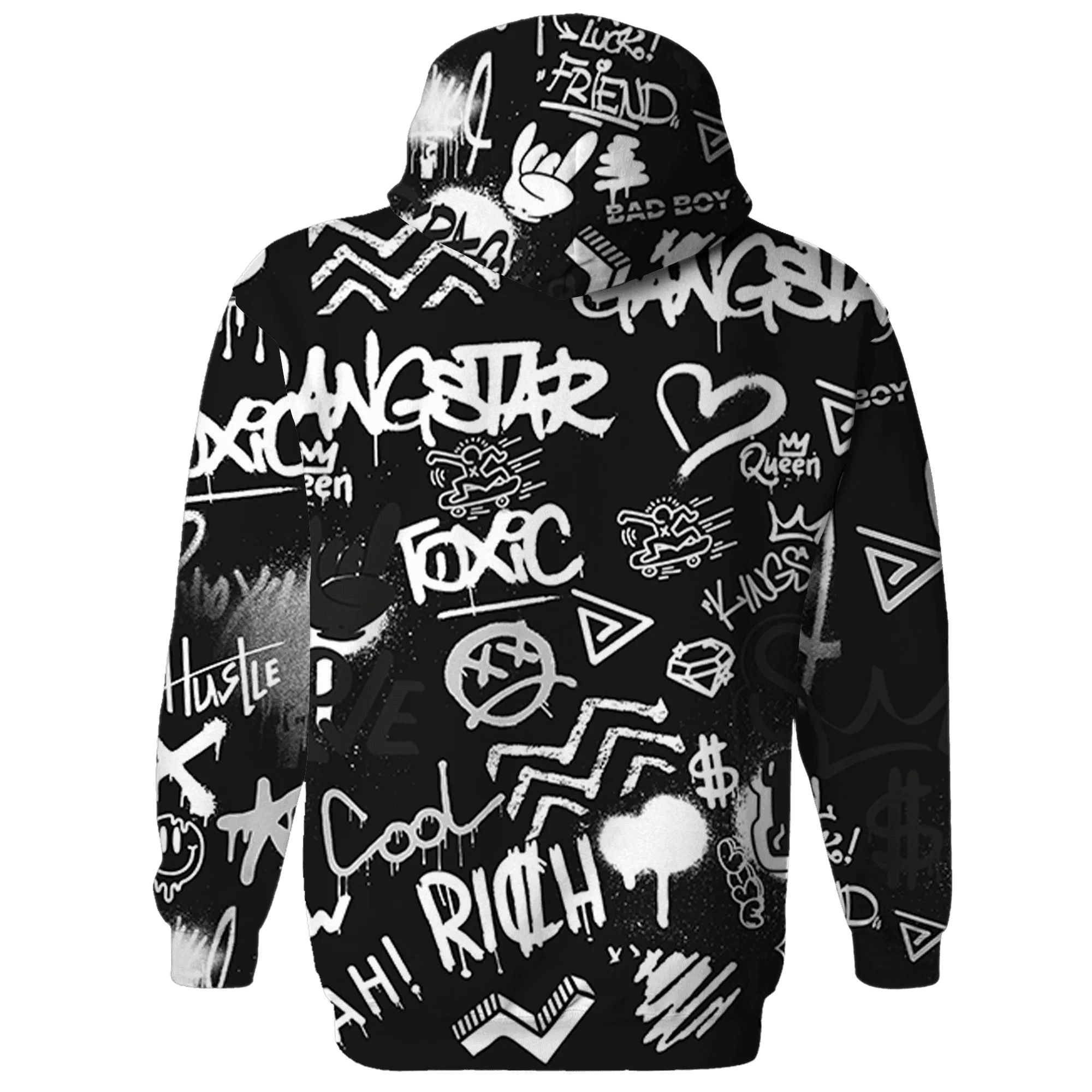 White-Thunder-4s-Hoodie-Match-Graffiti-King-3D-Doodle-Style