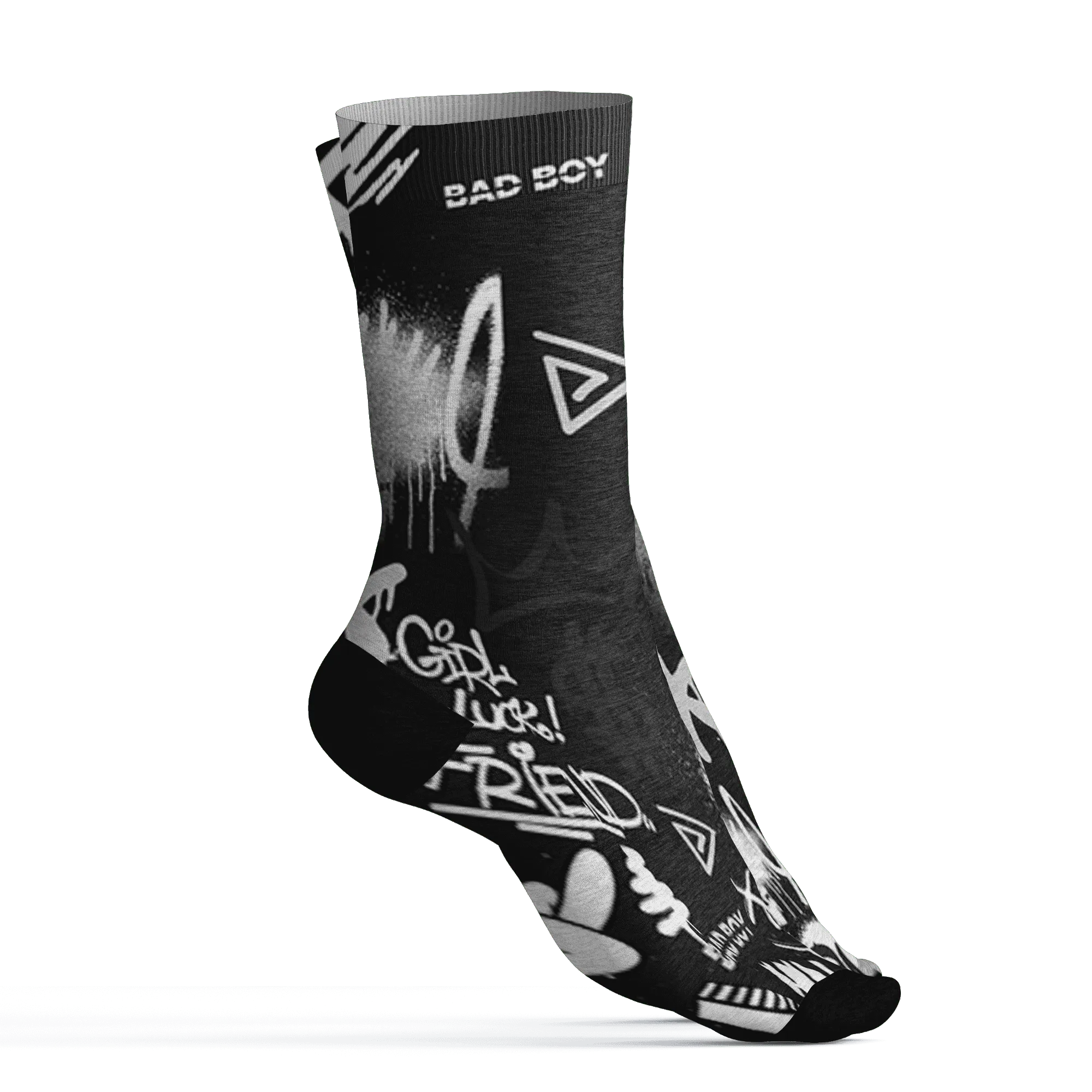 White-Thunder-4s-Socks-Match-Graffiti-King-3D-Doodle-Style
