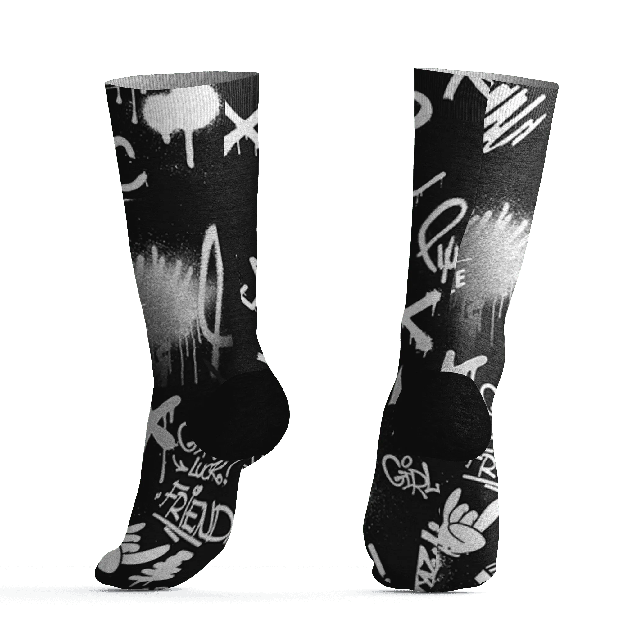 White-Thunder-4s-Socks-Match-Graffiti-King-3D-Doodle-Style