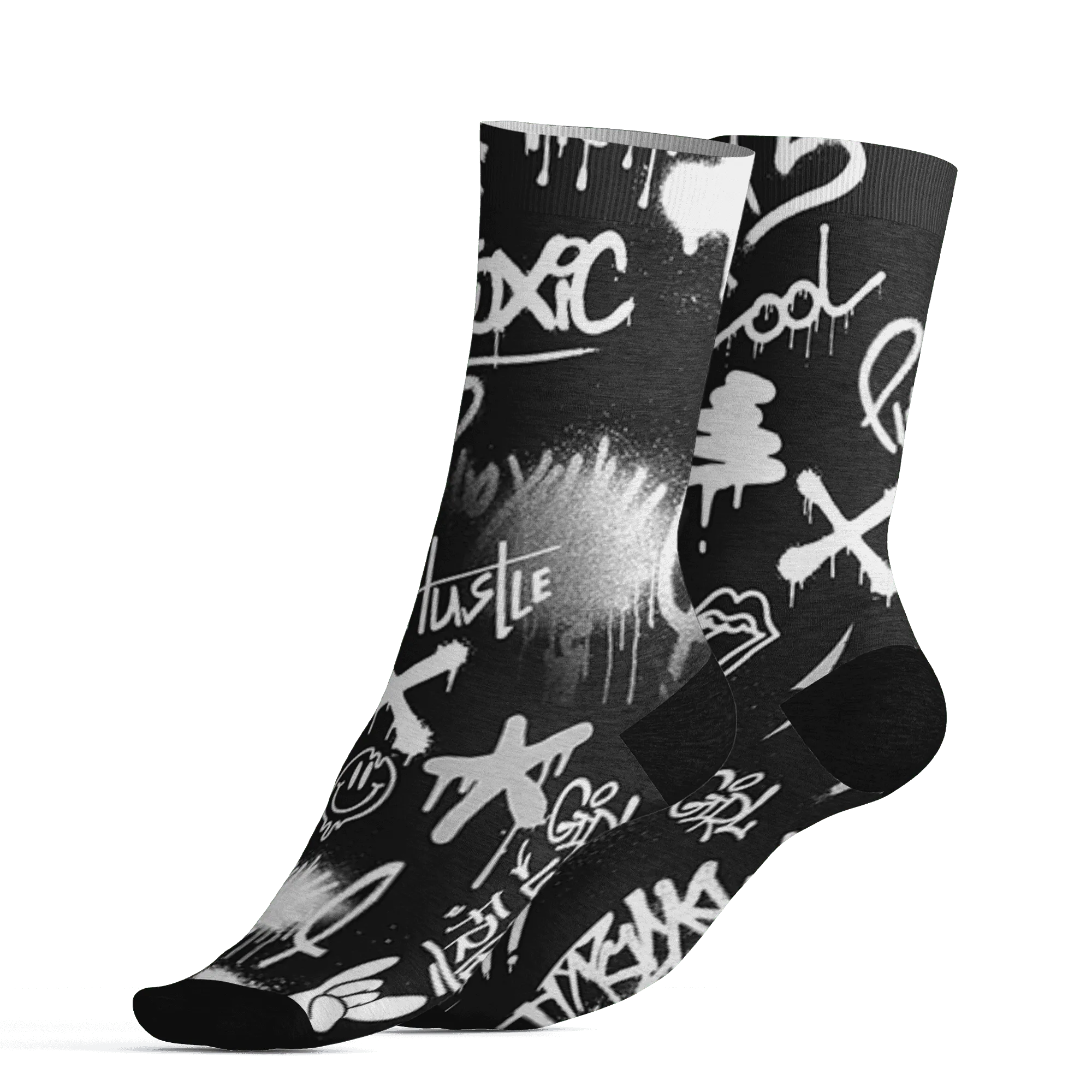 White-Thunder-4s-Socks-Match-Graffiti-King-3D-Doodle-Style