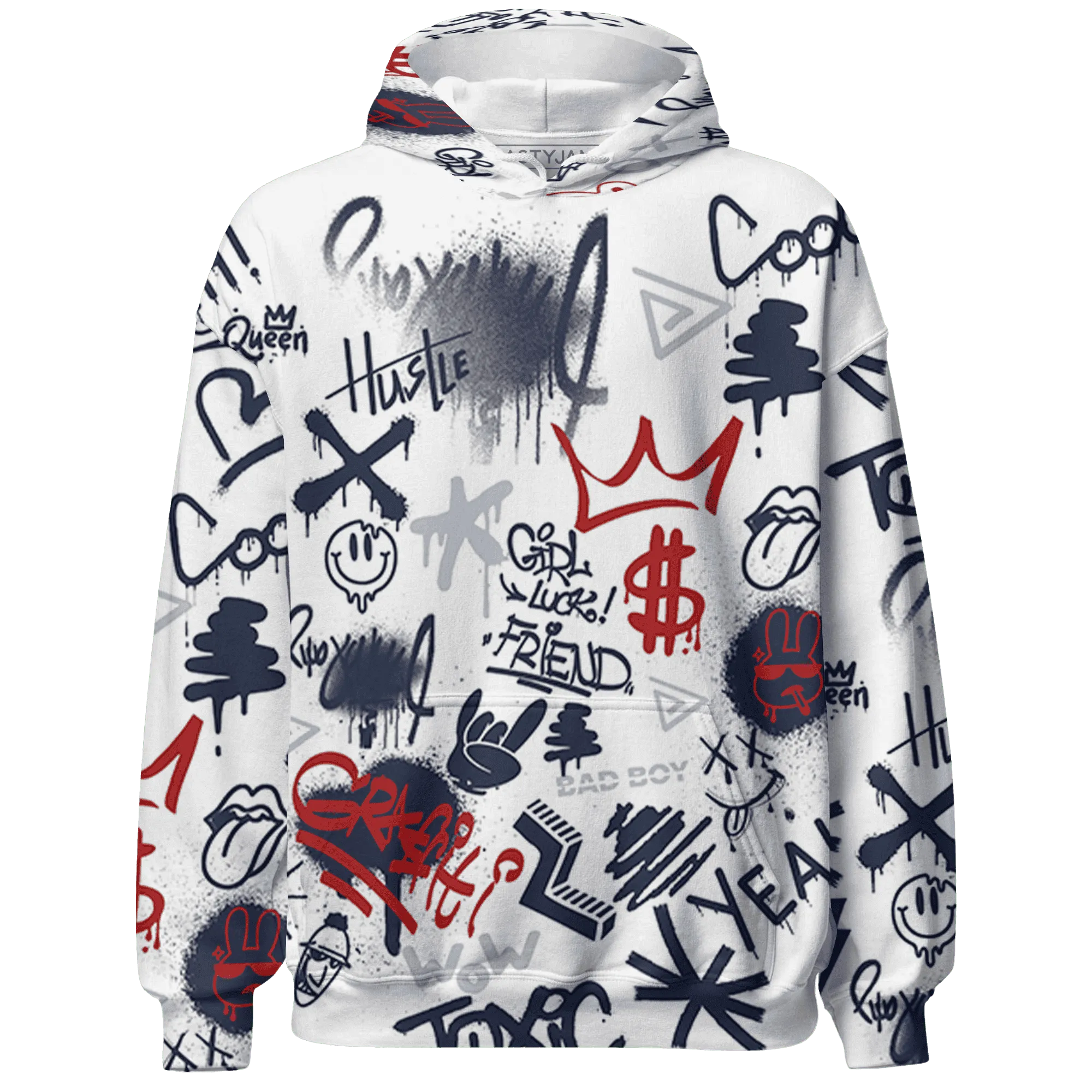 White-Navy-6s-Hoodie-Match-Graffiti-King-3D-Doodle-Style