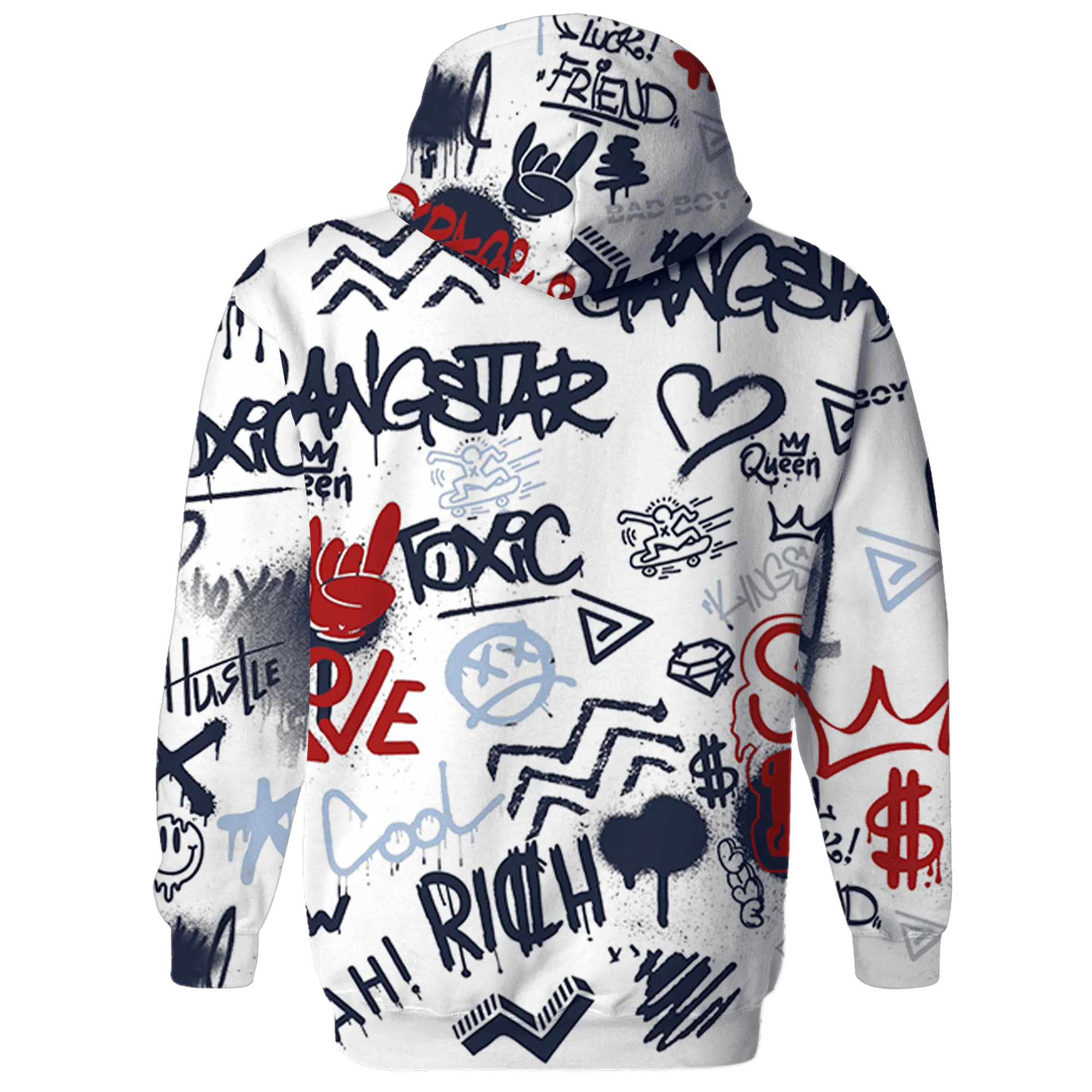 White-Navy-6s-Hoodie-Match-Graffiti-King-3D-Doodle-Style