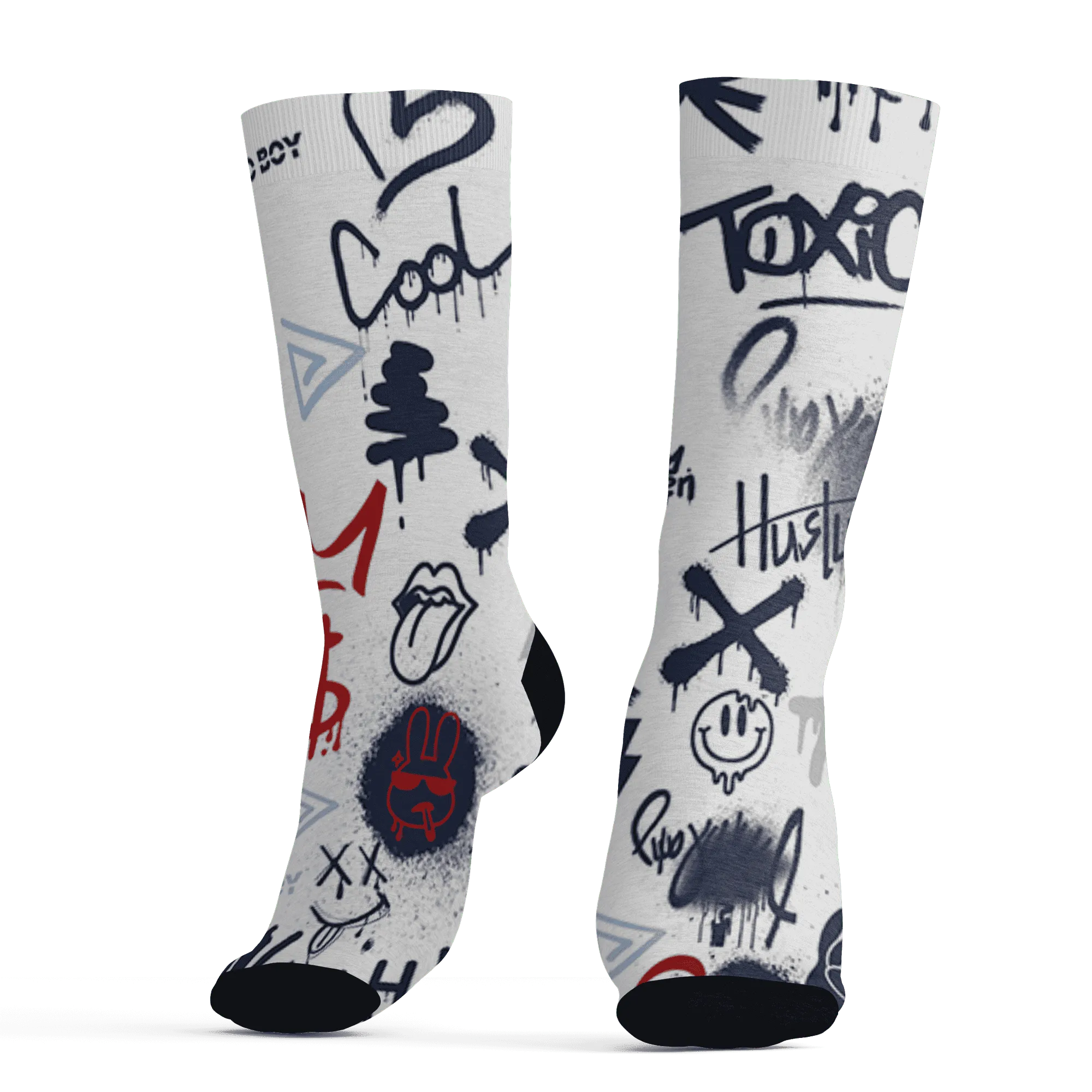 White-Navy-6s-Socks-Match-Graffiti-King-3D-Doodle-Style