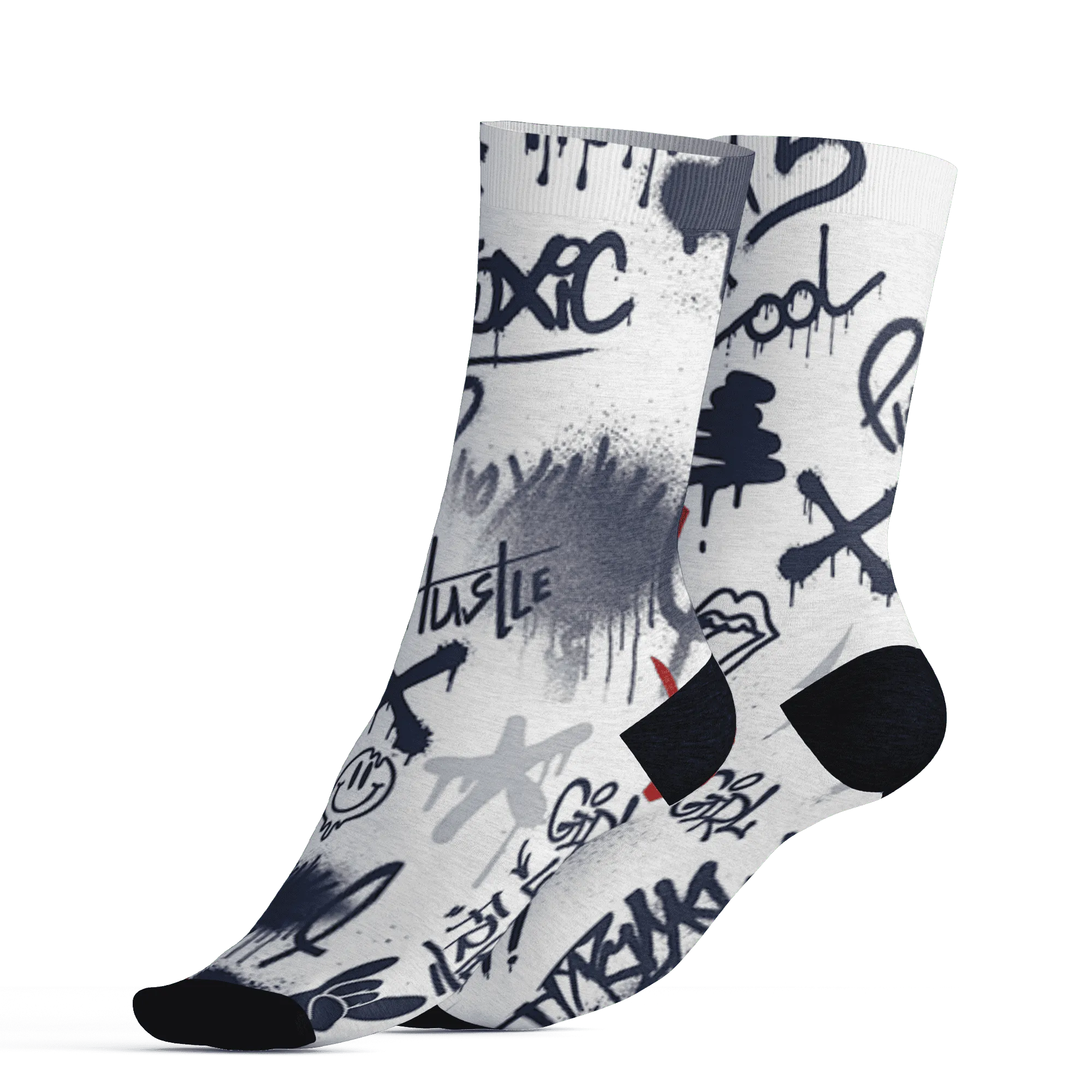White-Navy-6s-Socks-Match-Graffiti-King-3D-Doodle-Style