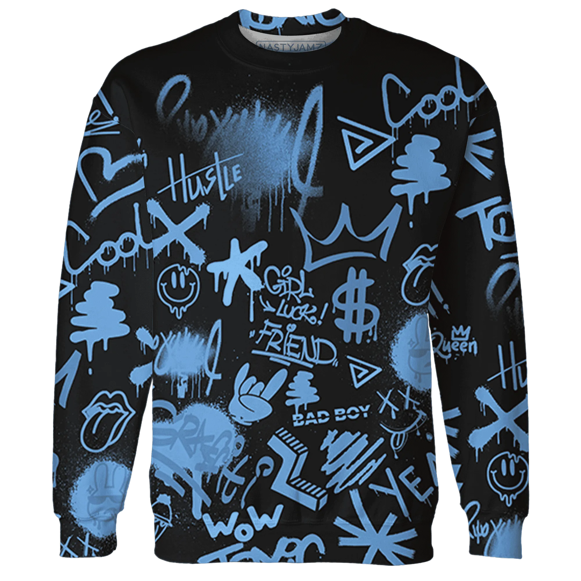 AM-Plus-Black-Univercitii-Blue-Sweatshirt-Match-Graffiti-King-3D-Doodle-Style