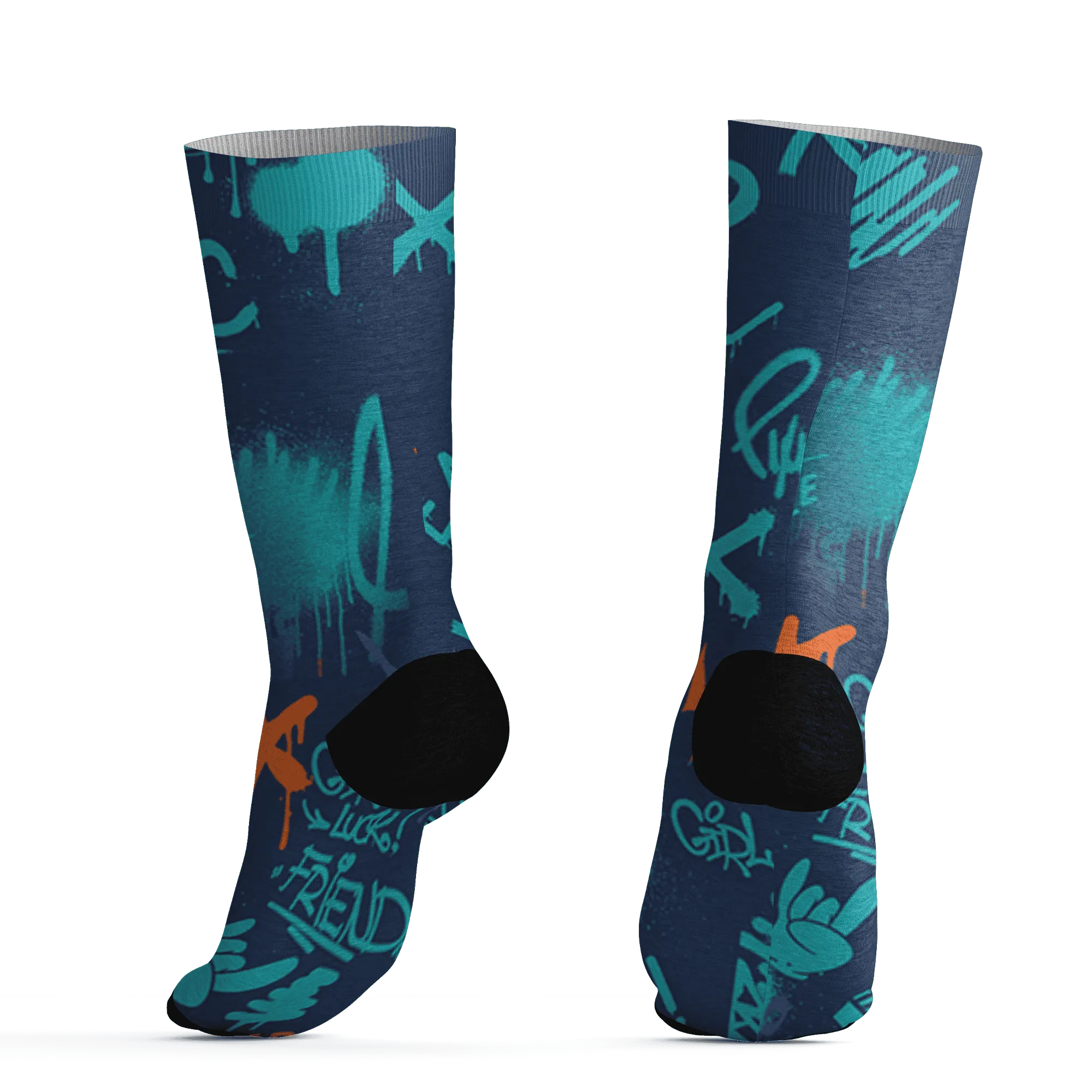 AM-Plus-Drift-Midnight-Navy-Total-Orange-Dusty-Cactus-Socks-Match-Graffiti-King-3D-Doodle-Style
