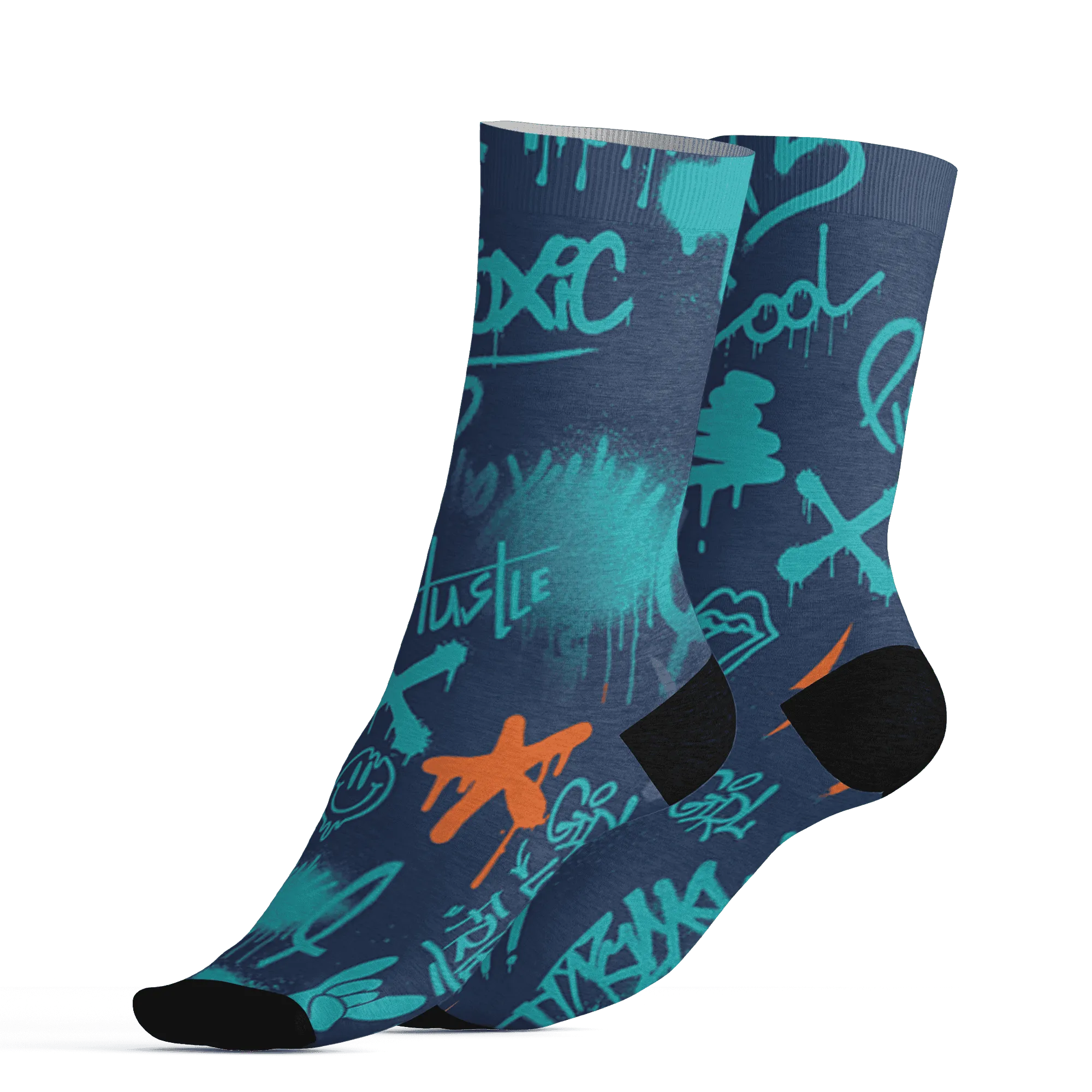 AM-Plus-Drift-Midnight-Navy-Total-Orange-Dusty-Cactus-Socks-Match-Graffiti-King-3D-Doodle-Style