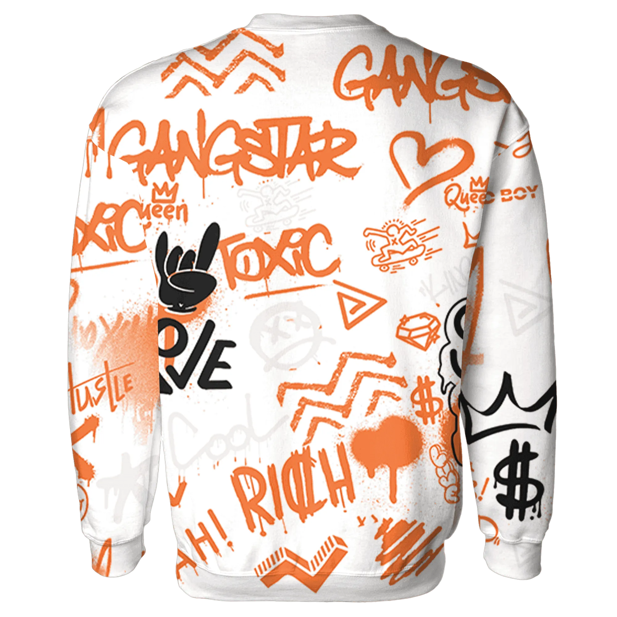 AM-TW-White-Orange-Sweatshirt-Match-Graffiti-King-3D-Doodle-Style