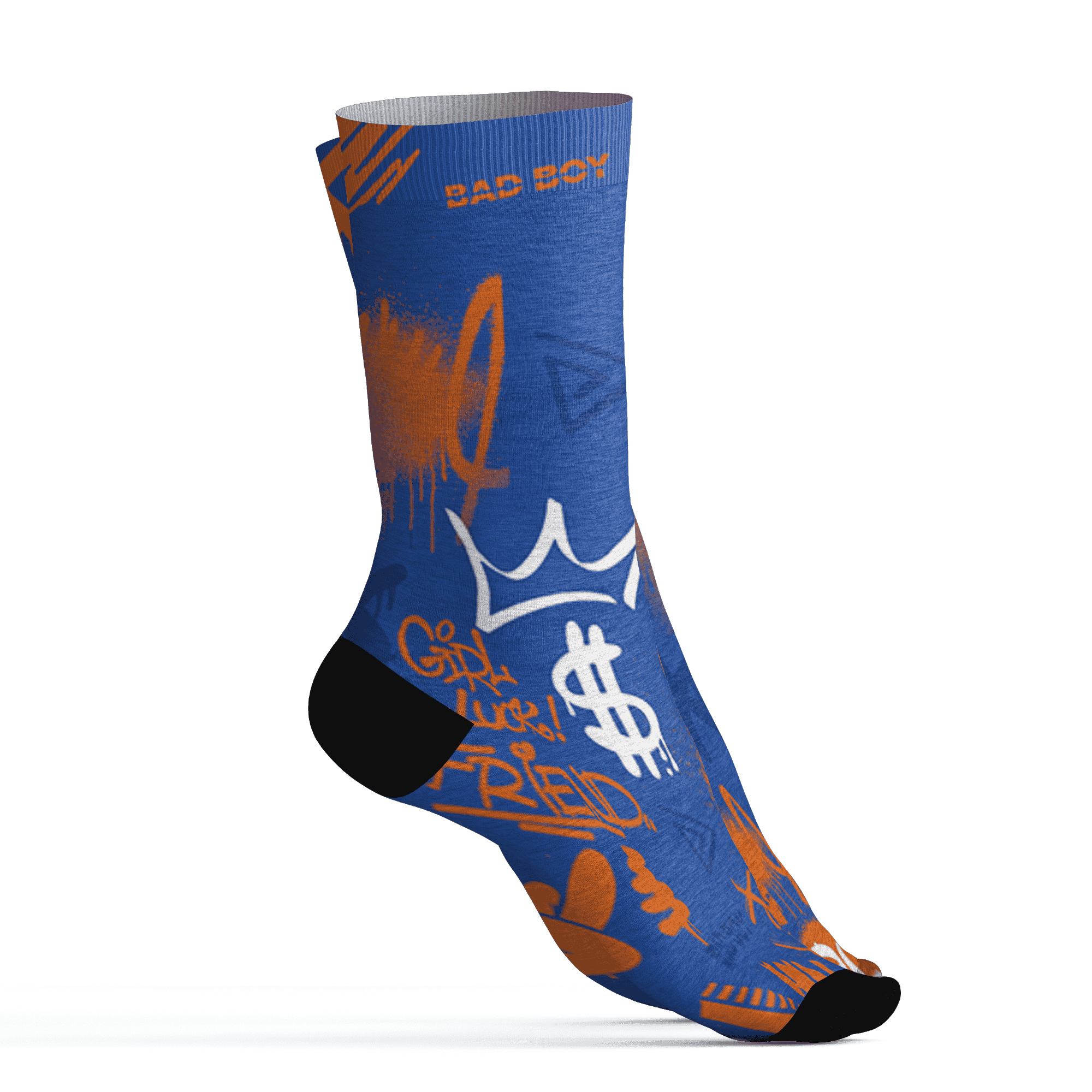 Dunk Low Knicks Socks Match Graffiti King 3D All-Over Print Doodle Style - NastyJamz