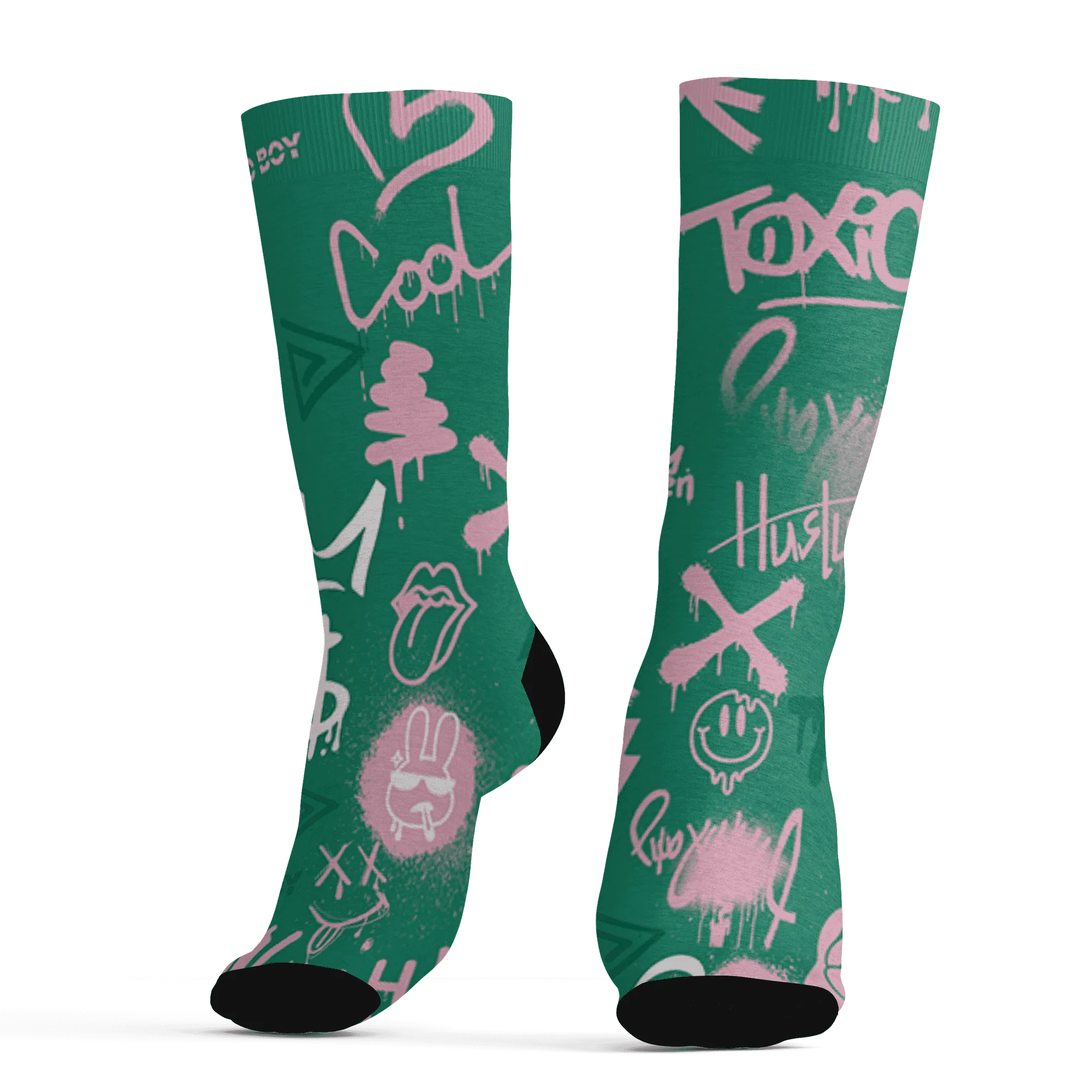 Dunk-Pink-Malachite-Medium-Soft-Low-Sail-Socks-Match-Graffiti-King-3D-Doodle-Style
