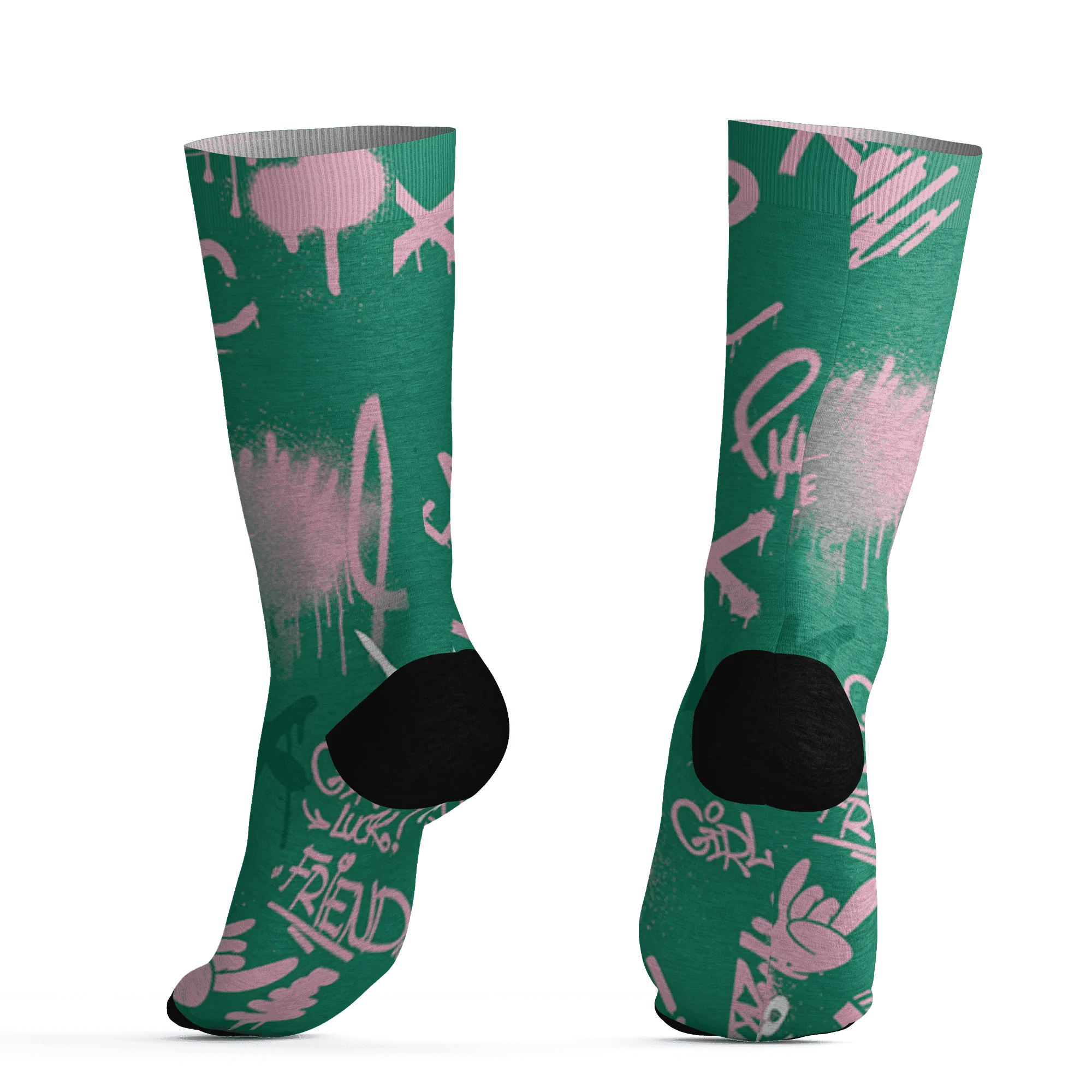 Dunk-Pink-Malachite-Medium-Soft-Low-Sail-Socks-Match-Graffiti-King-3D-Doodle-Style