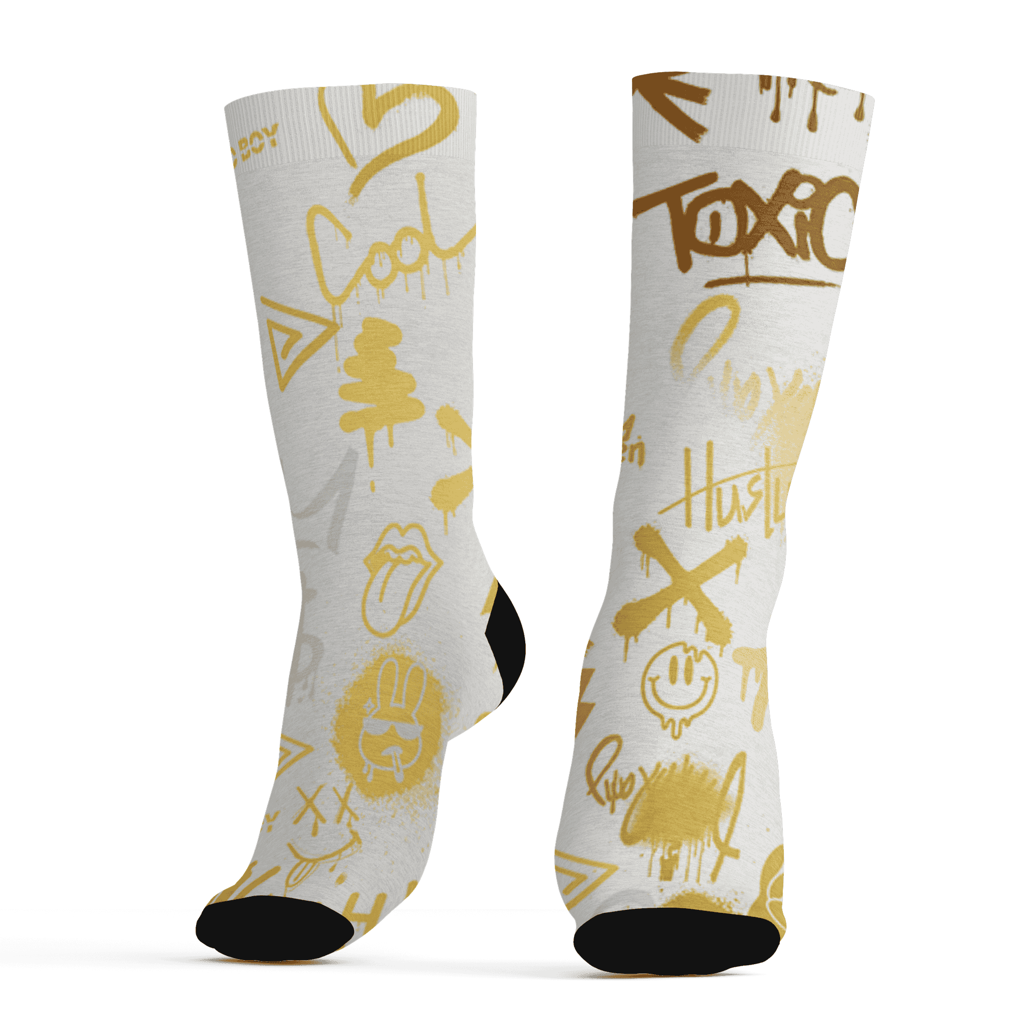 Sail 4s Socks Match Graffiti King 3D All-Over Print Doodle Style - NastyJamz
