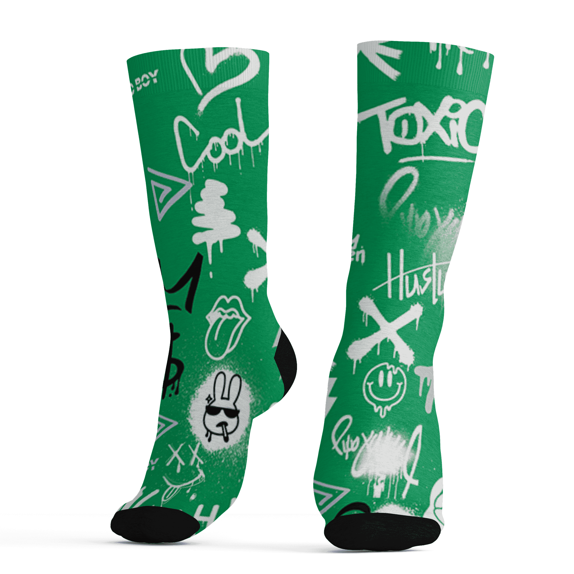 Lucky Green 5s Socks Match Graffiti King 3D All-Over Print Doodle Style - NastyJamz
