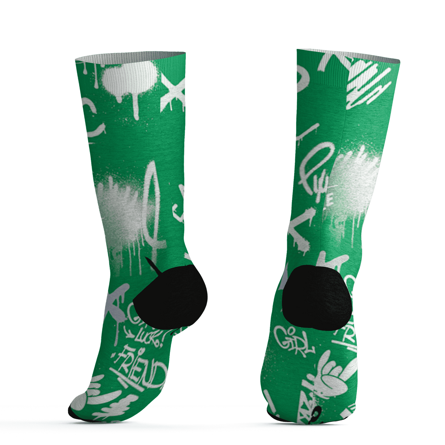 Lucky Green 5s Socks Match Graffiti King 3D All-Over Print Doodle Style - NastyJamz