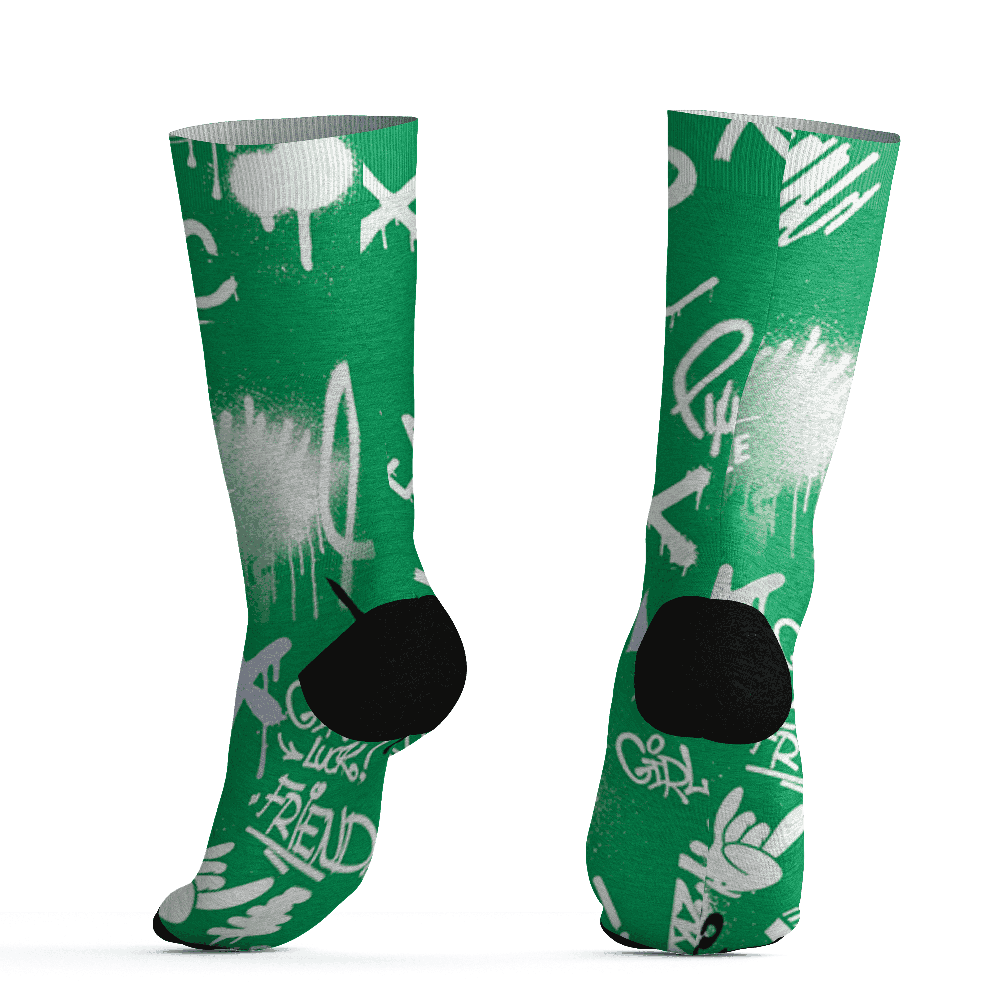 Lucky Green 5s Socks Match Graffiti King 3D All-Over Print Doodle Style - NastyJamz