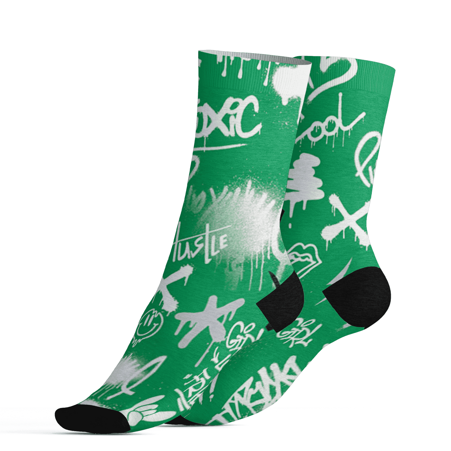 Lucky Green 5s Socks Match Graffiti King 3D All-Over Print Doodle Style - NastyJamz