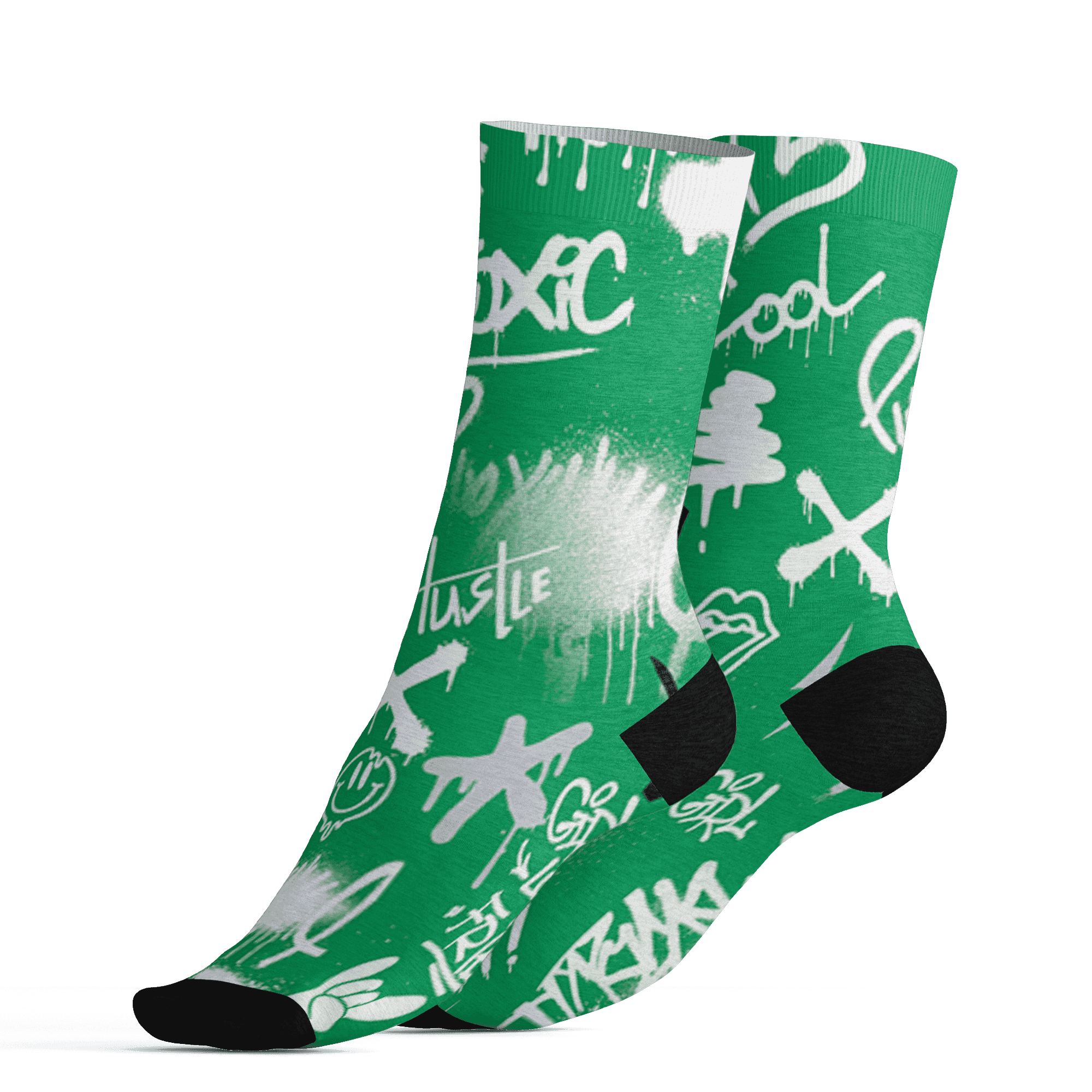 Lucky Green 5s Socks Match Graffiti King 3D All-Over Print Doodle Style - NastyJamz