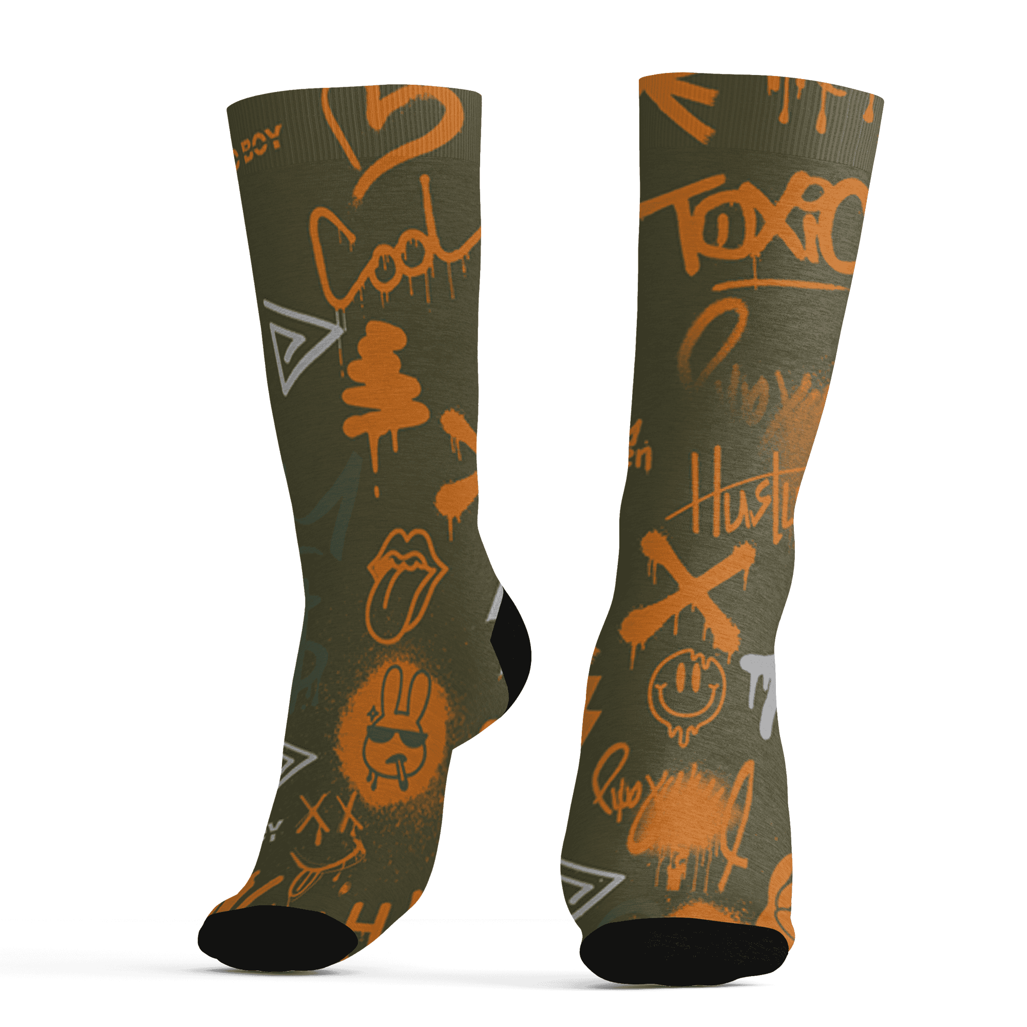 Olive 5s Socks Match Graffiti King 3D All-Over Print Doodle Style - NastyJamz