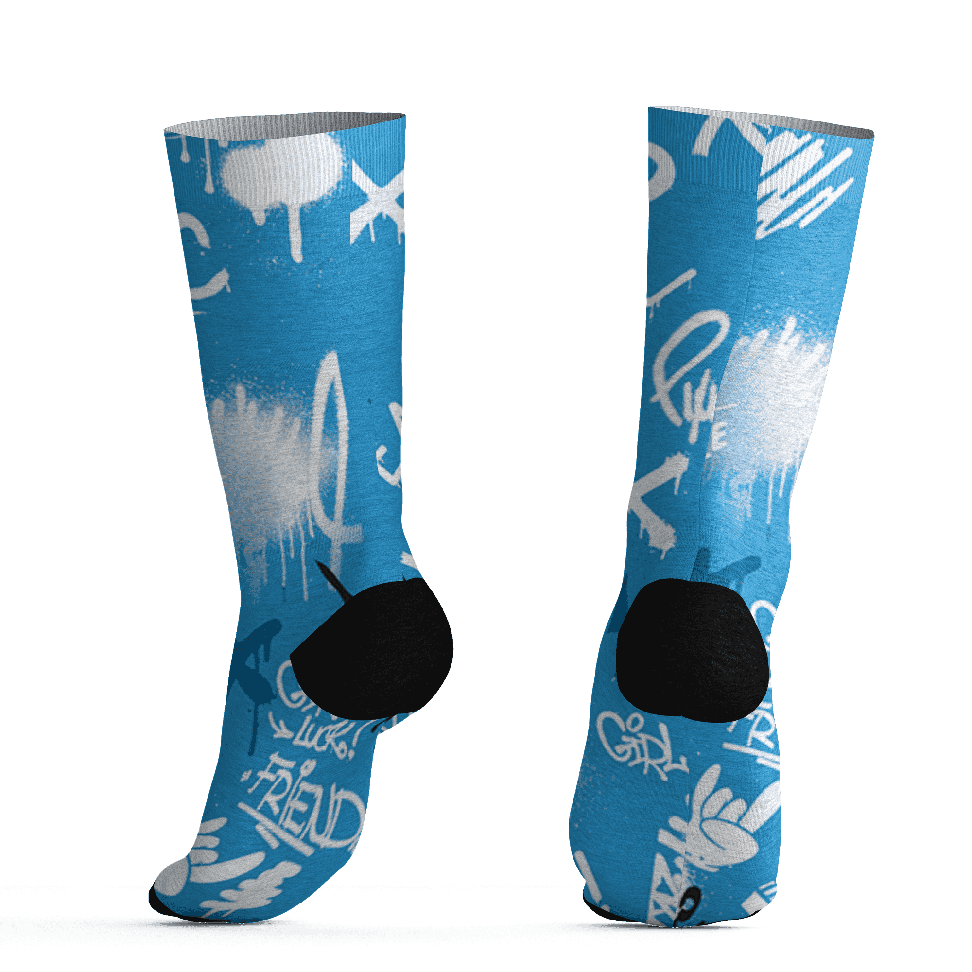 Powder Blue 9s Socks Match Graffiti King 3D All-Over Print Doodle Style - NastyJamz
