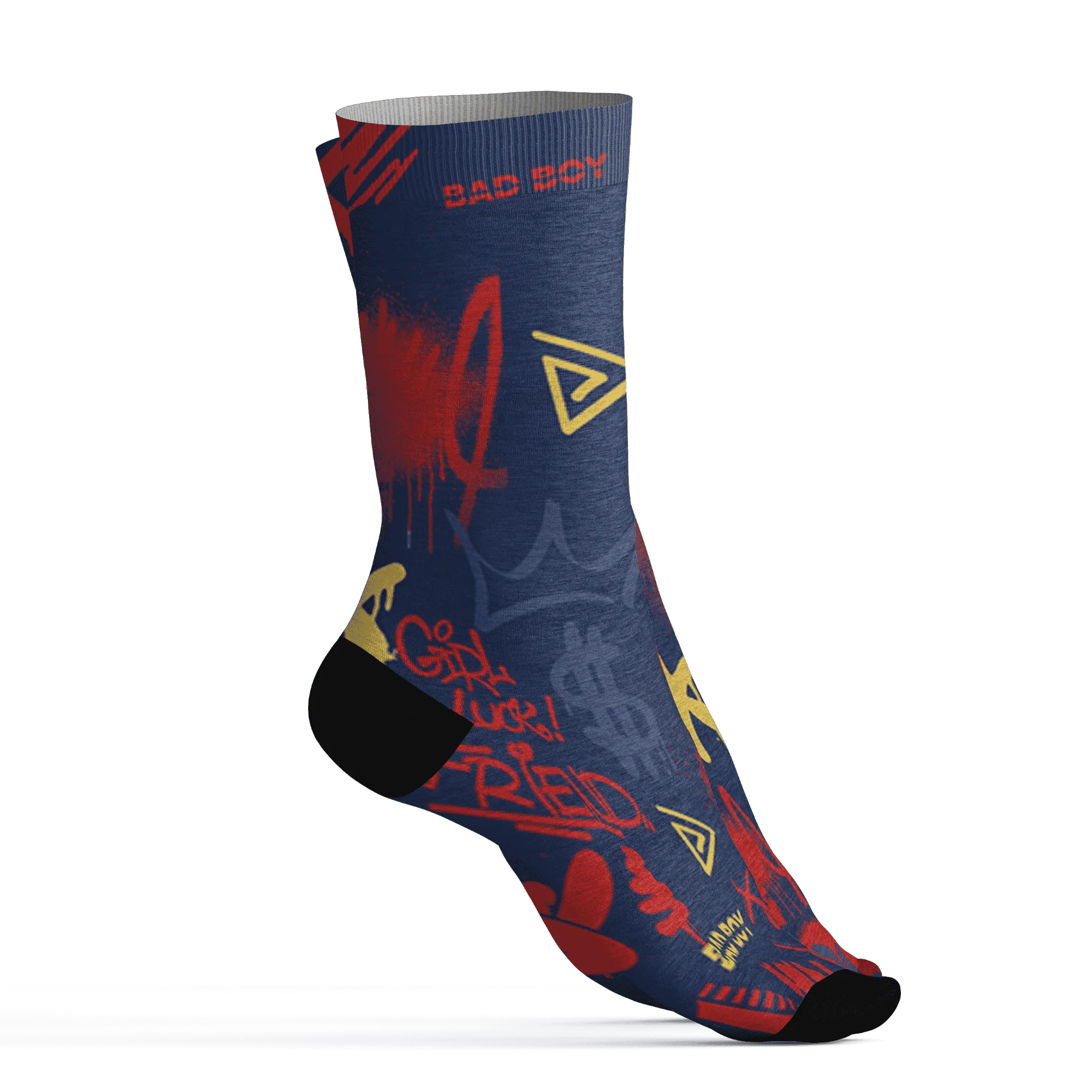 VaporMax-Air-Plus-Midnight-Navy-Gold-Black-Socks-Match-Graffiti-King-3D-Doodle-Style