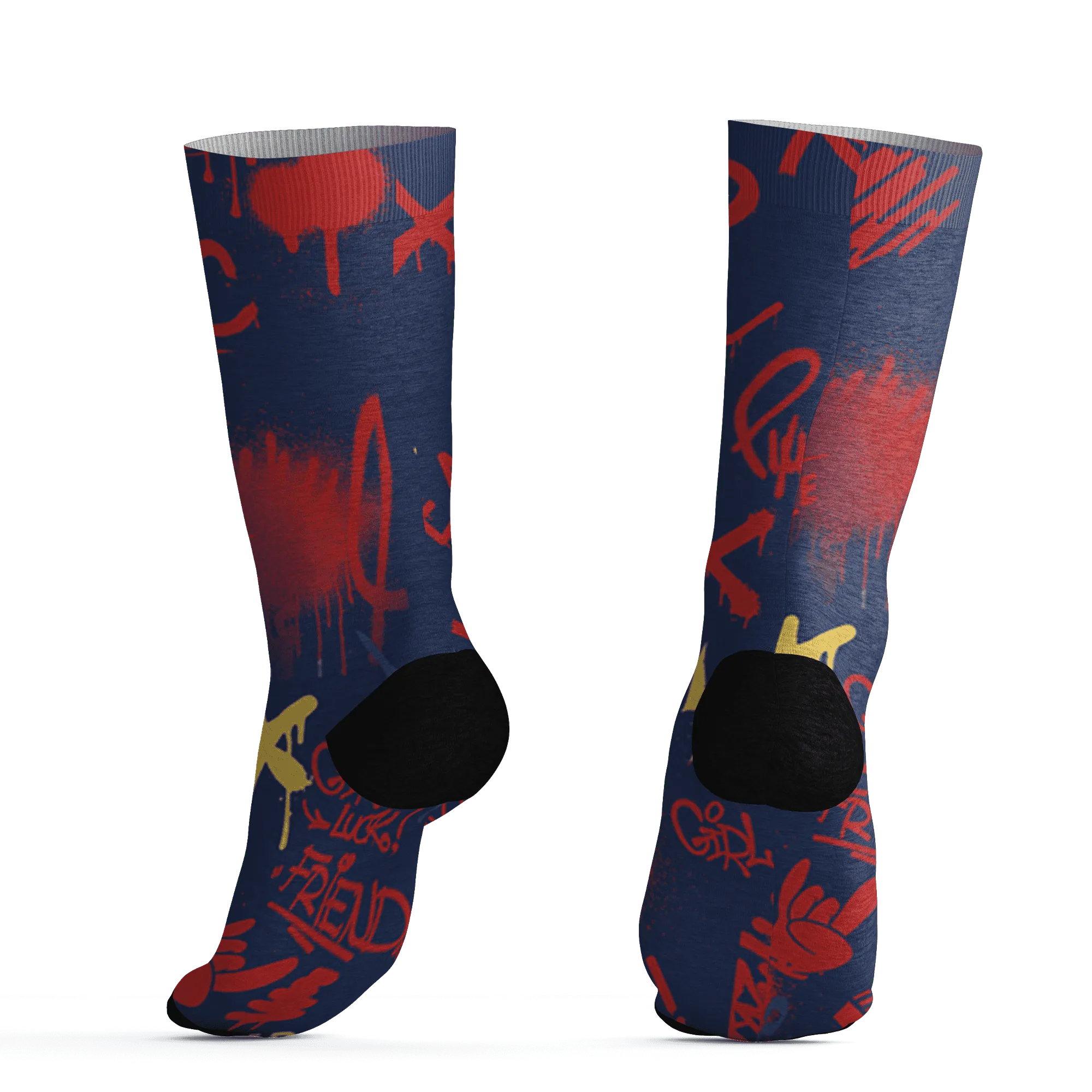 VaporMax-Air-Plus-Midnight-Navy-Gold-Black-Socks-Match-Graffiti-King-3D-Doodle-Style
