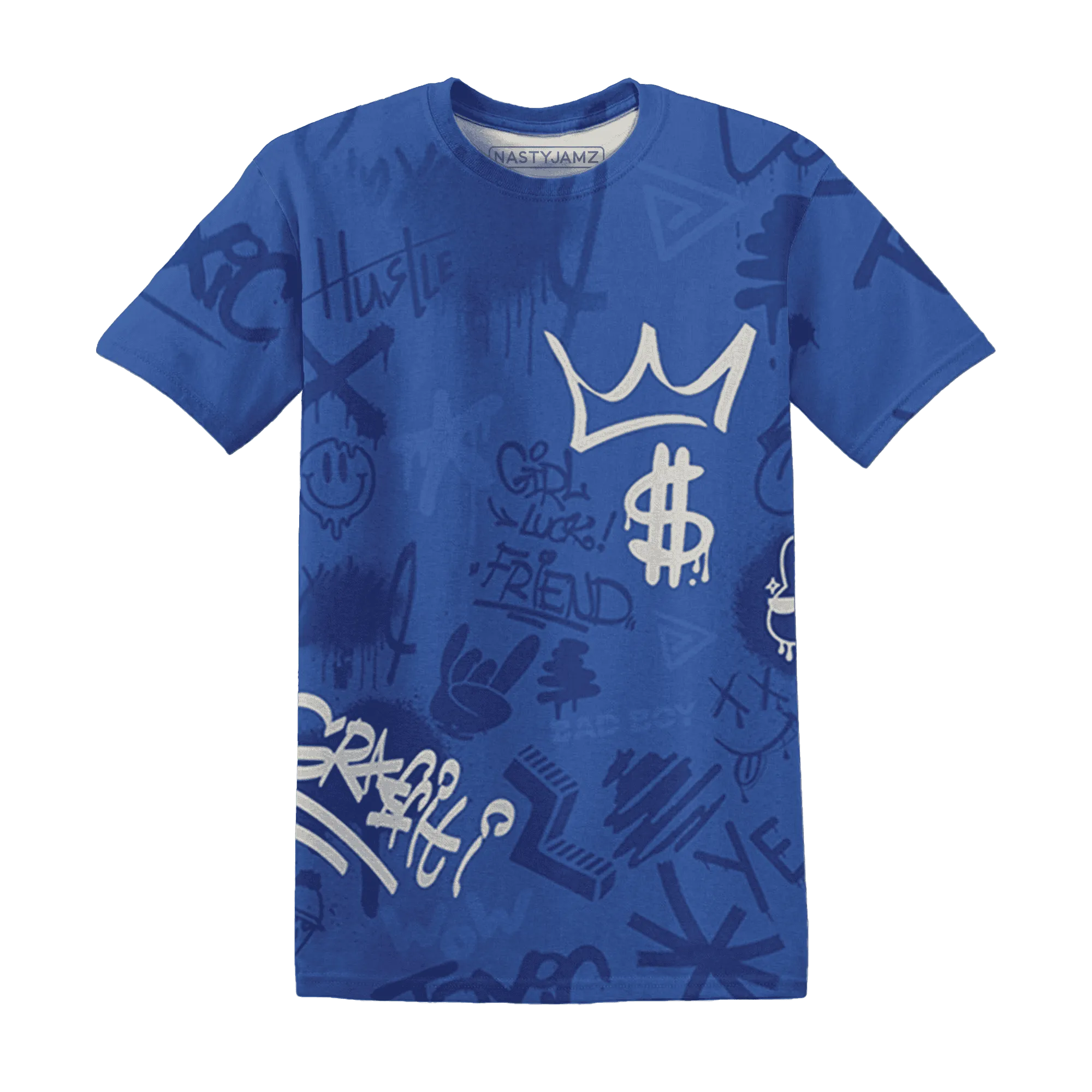 VaporMax-Game-Royal-Blue-T-Shirt-Match-Graffiti-King-3D-Doodle-Style