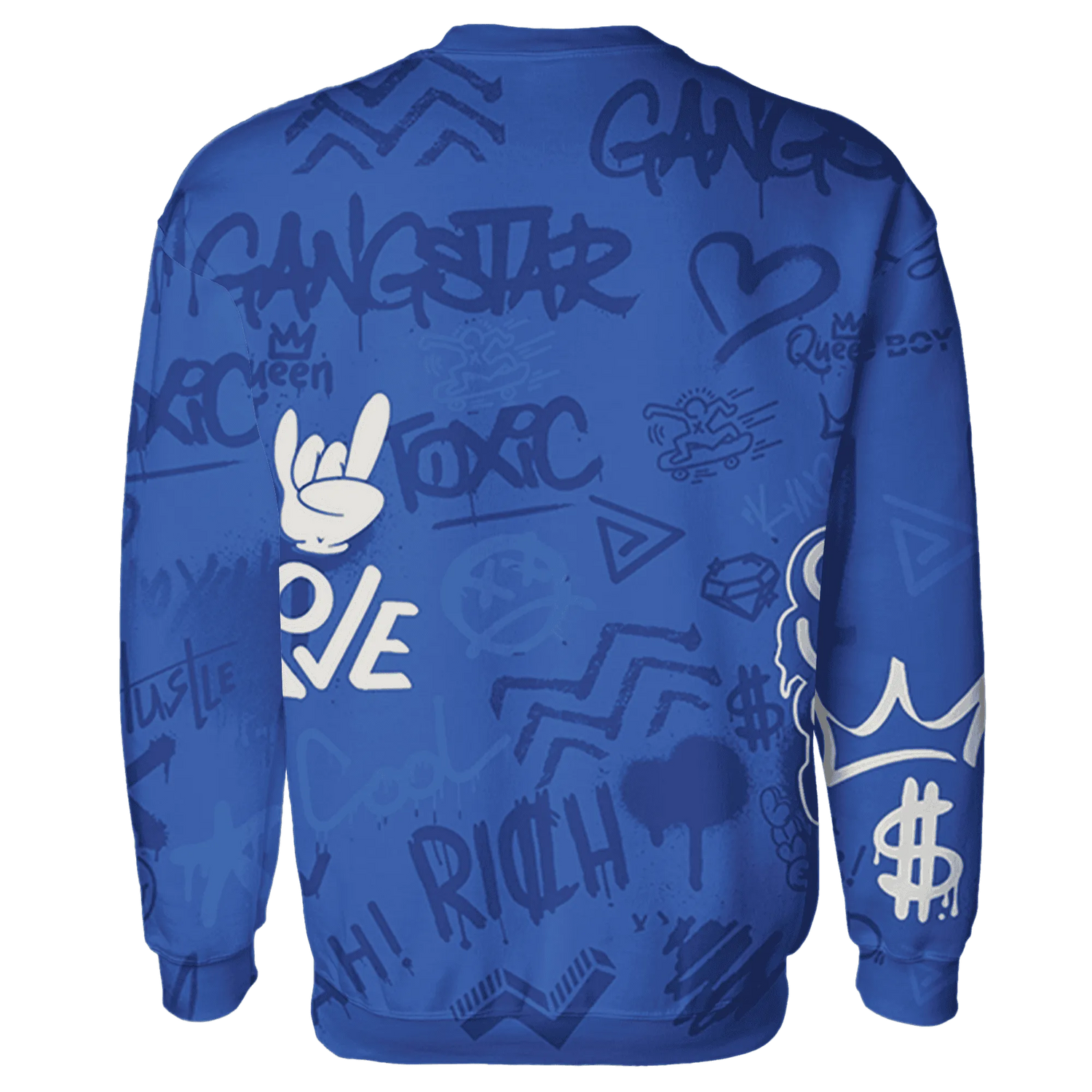 VaporMax-Game-Royal-Blue-Sweatshirt-Match-Graffiti-King-3D-Doodle-Style