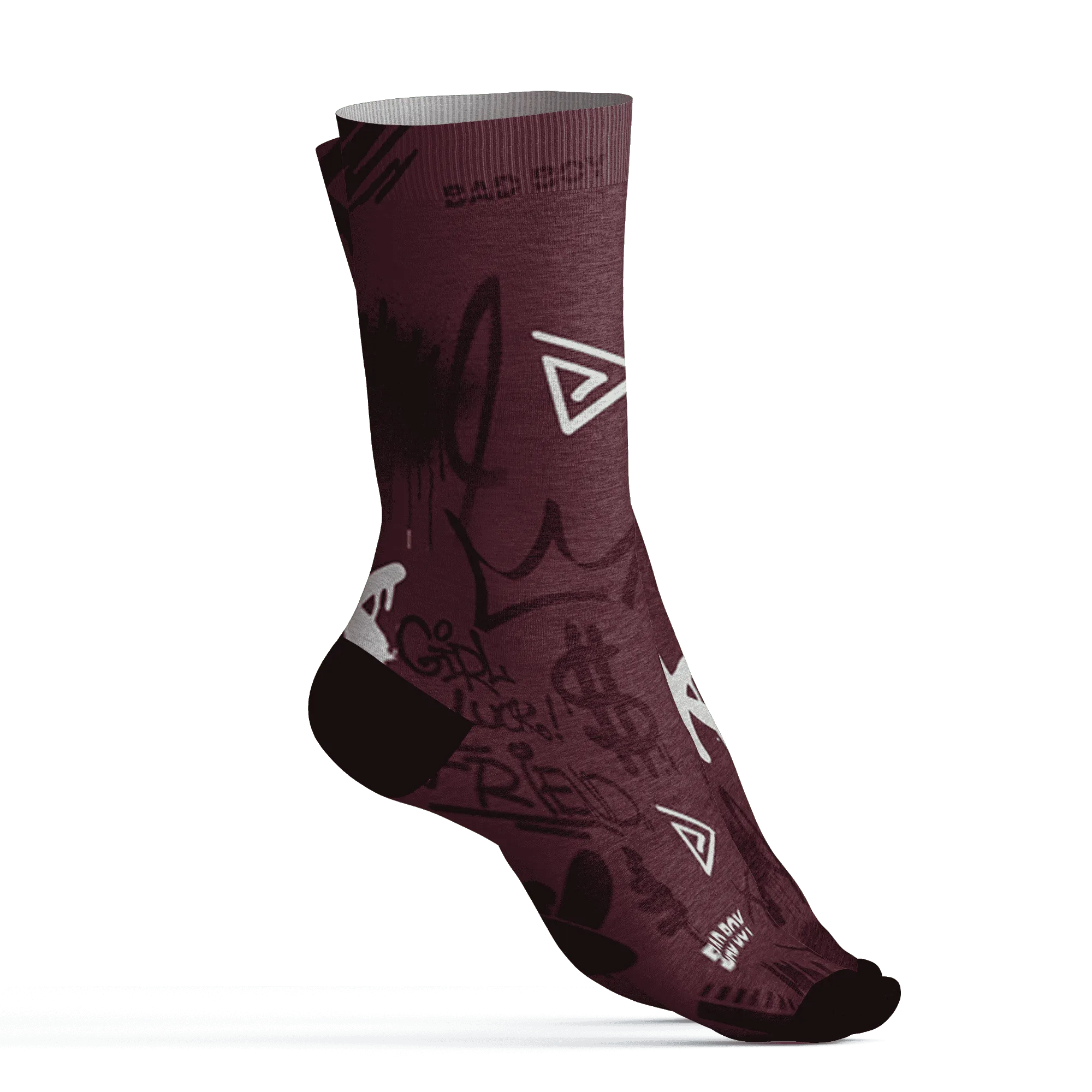 VaporMax-Night-Maron-Burgundy-Socks-Match-Graffiti-King-3D-Doodle-Style