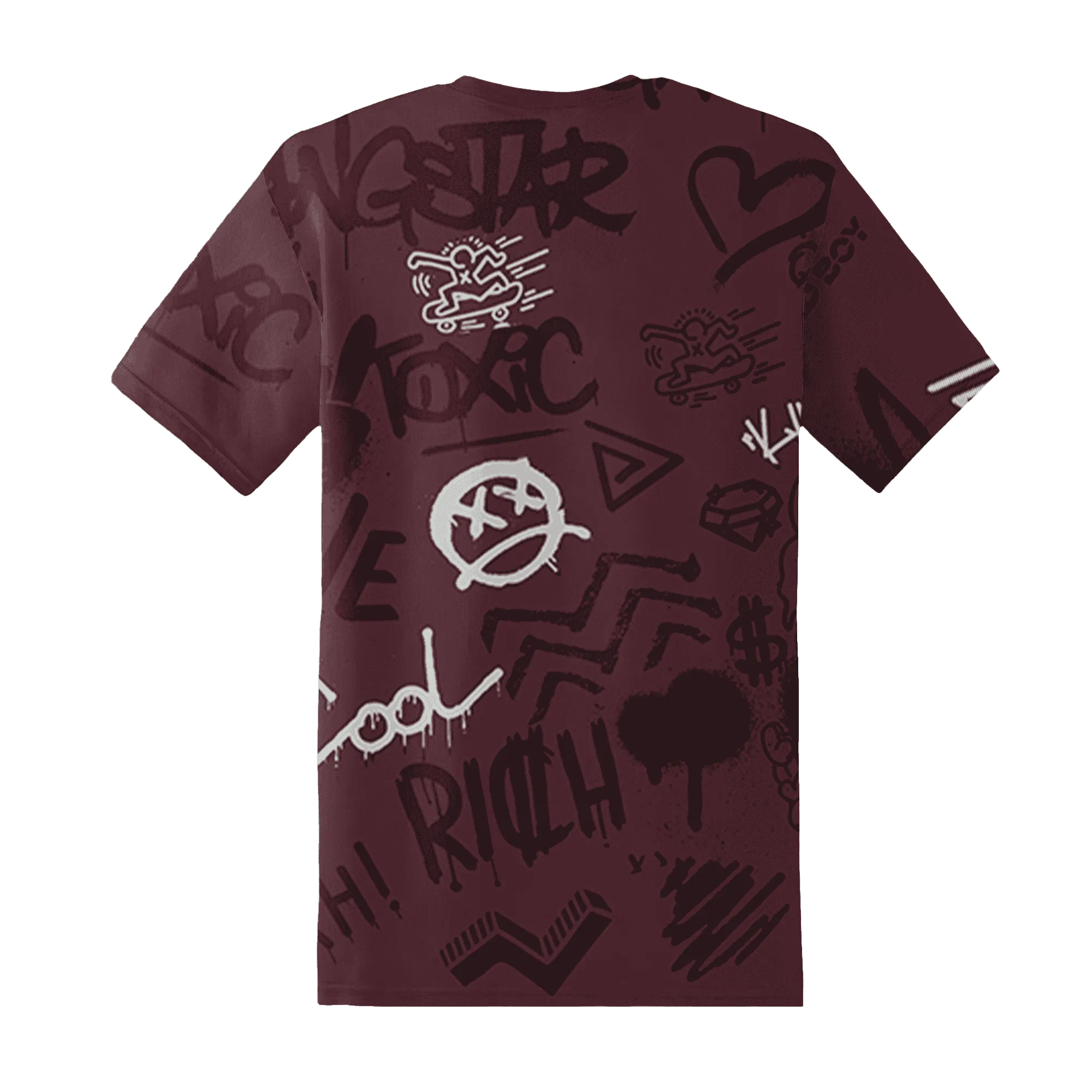 VaporMax-Night-Maron-Burgundy-T-Shirt-Match-Graffiti-King-3D-Doodle-Style