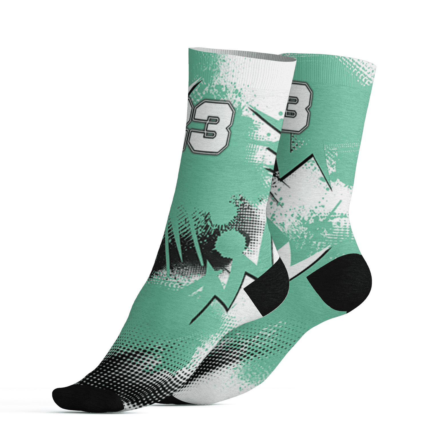 High OG Green Glow 1s Socks Match Graffiti Wallpapers 23 3D All-Over Print - NastyJamz