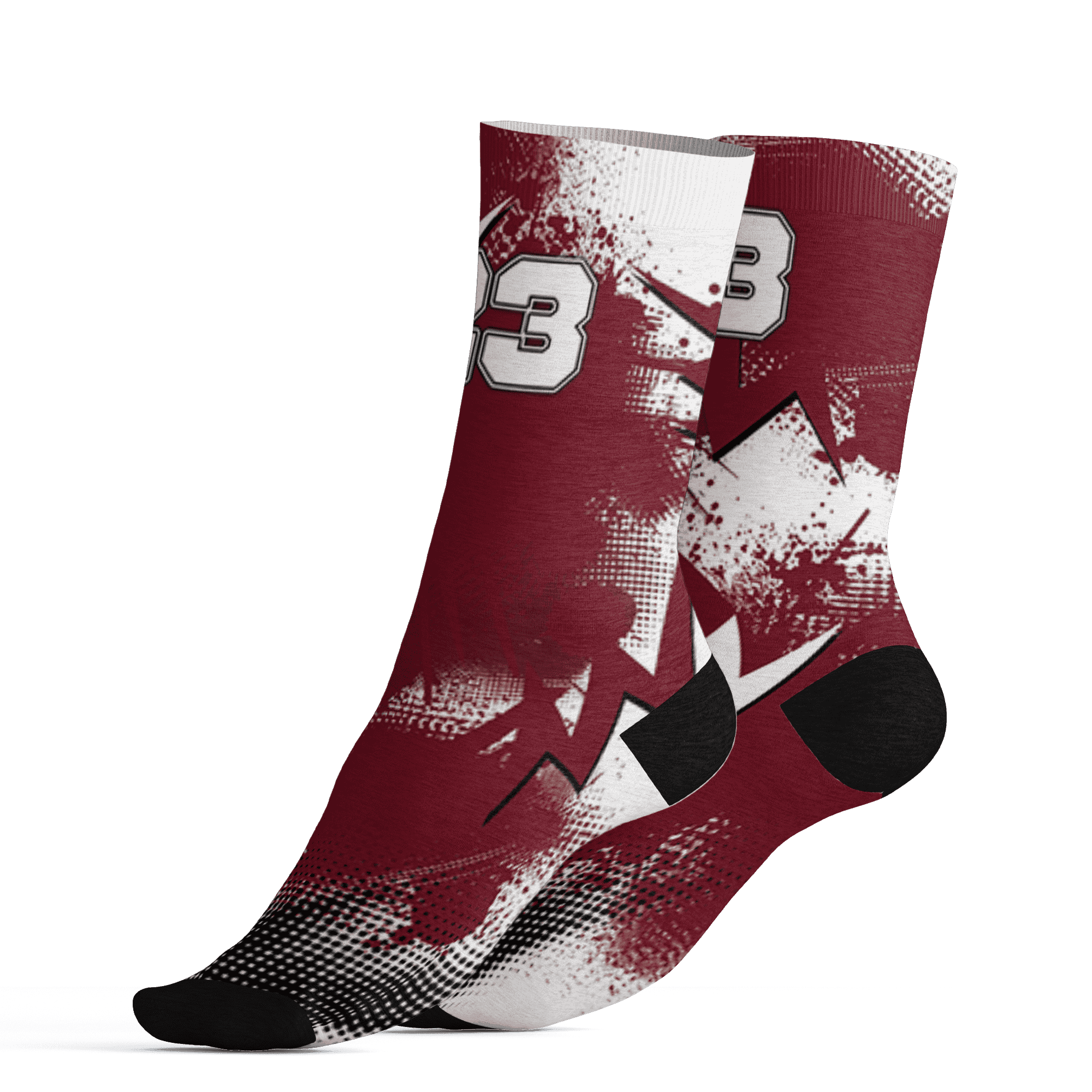 High White Team Red 1s Socks Match Graffiti Wallpapers 23 3D All-Over Print - NastyJamz
