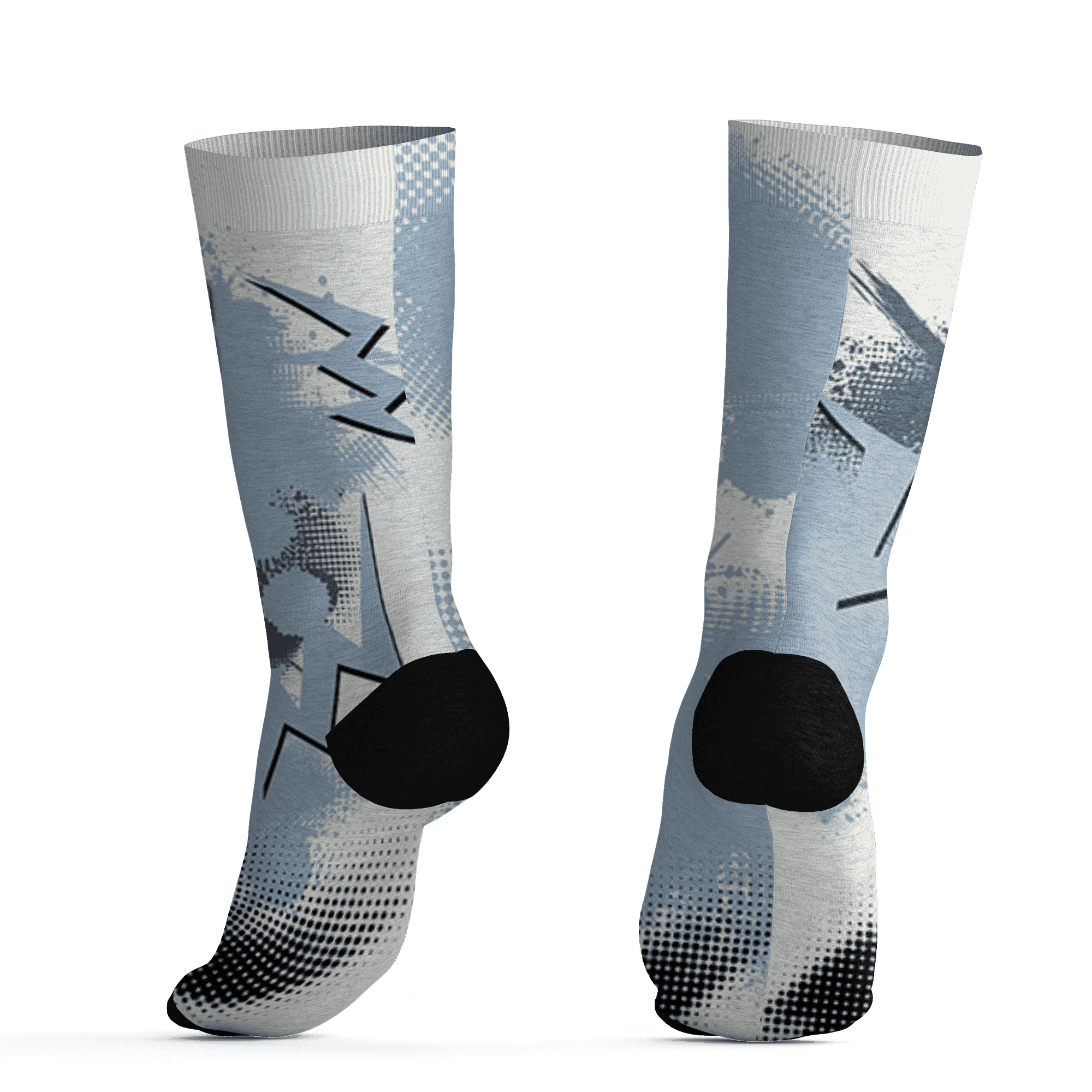 Mid Diffused Blue Grey 1s Socks Match Graffiti Wallpapers 23 3D All-Over Print - NastyJamz