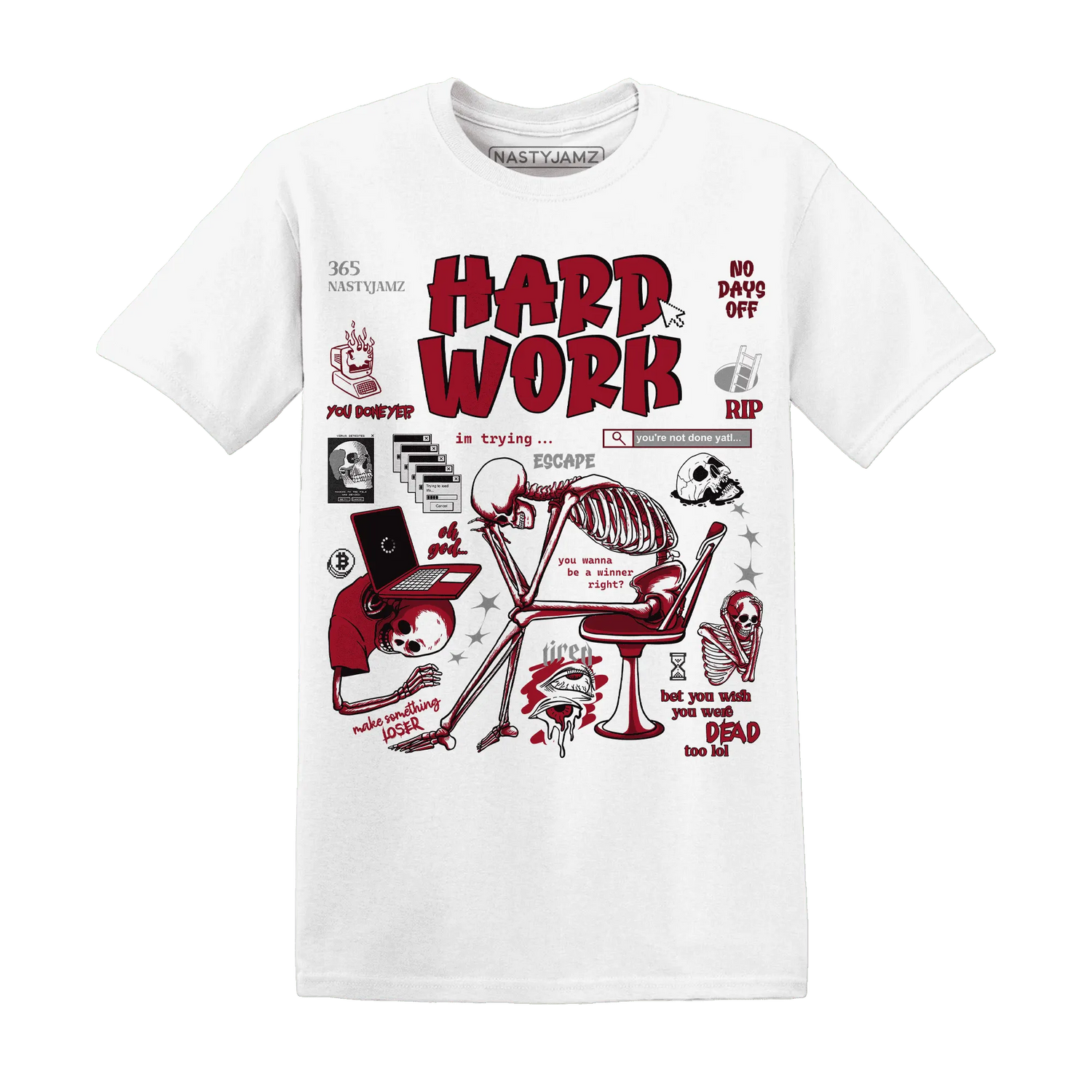 NastyJamz-Retro-Red-Taxi-12s-T-Shirt-Match-Hard-Work