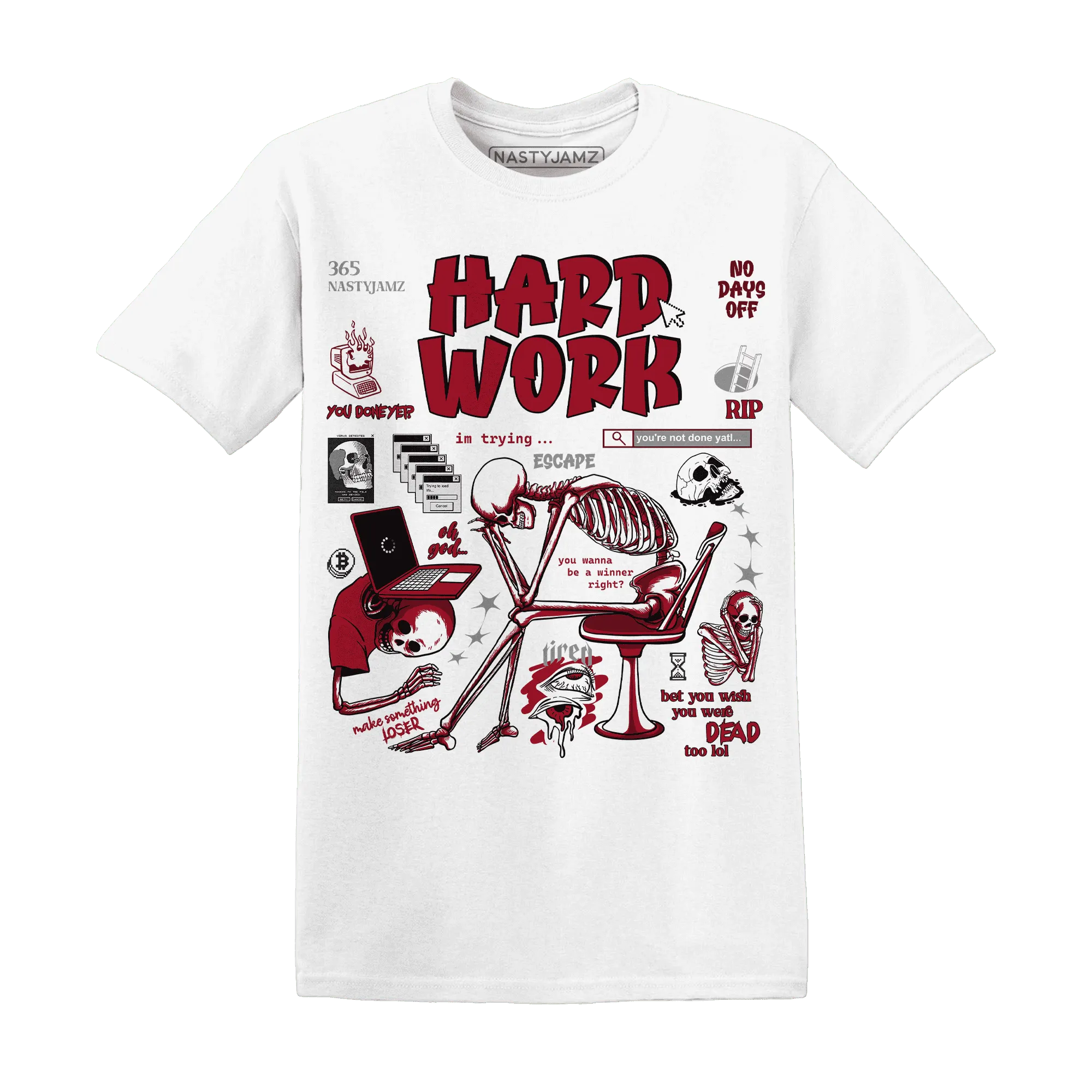 NastyJamz-Retro-Red-Taxi-12s-T-Shirt-Match-Hard-Work