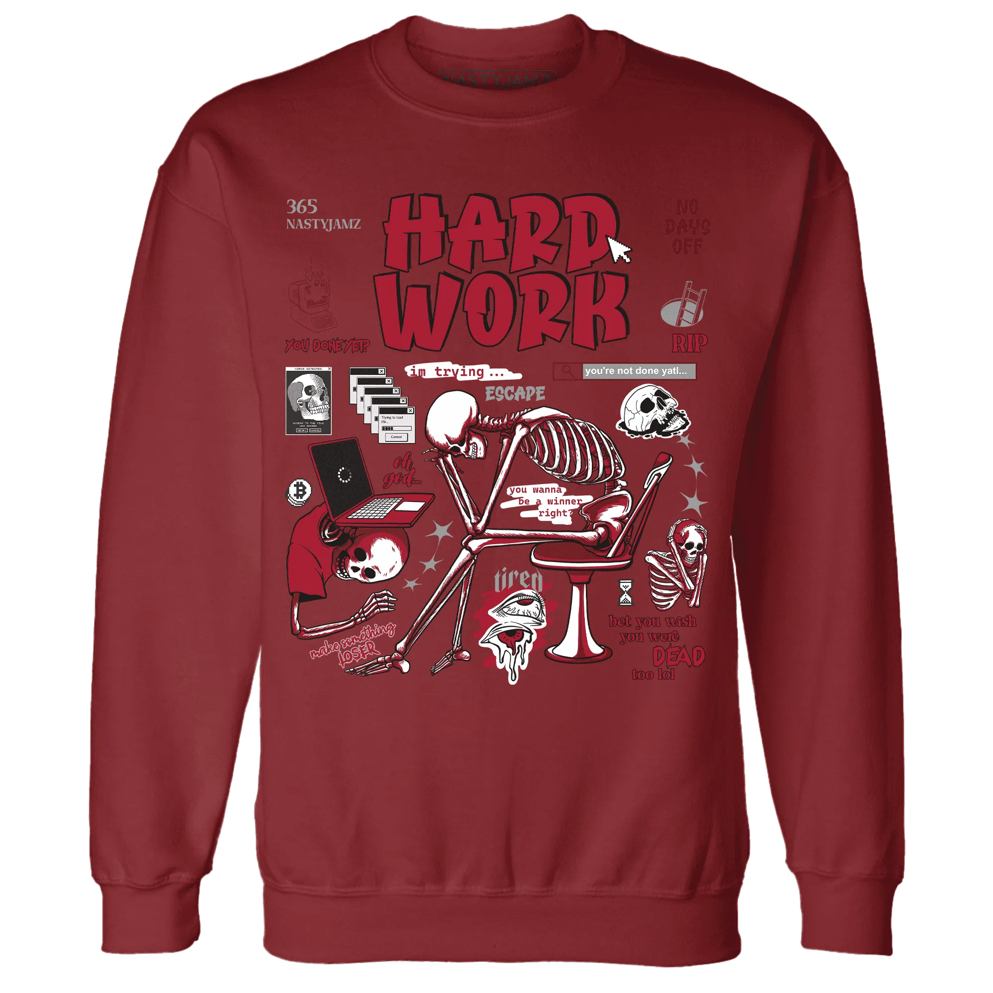 NastyJamz-Retro-Red-Taxi-12s-Sweatshirt-Match-Hard-Work